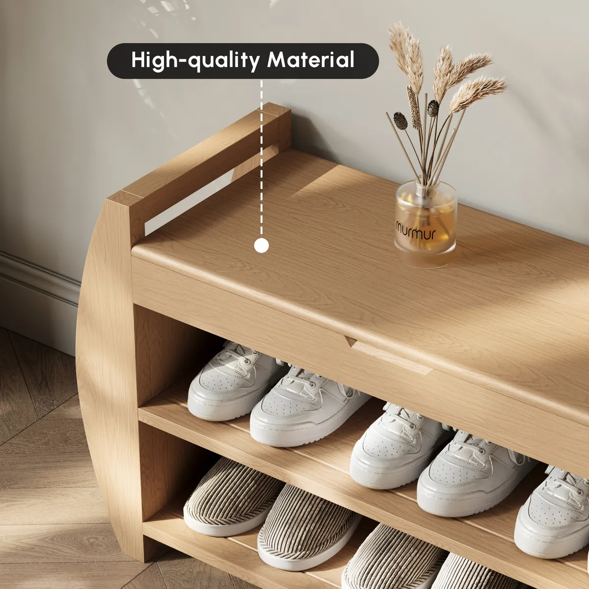 Shoe Storage Entryway Bench Wooden Shoe Rack in Brown (32.3'') — image 14