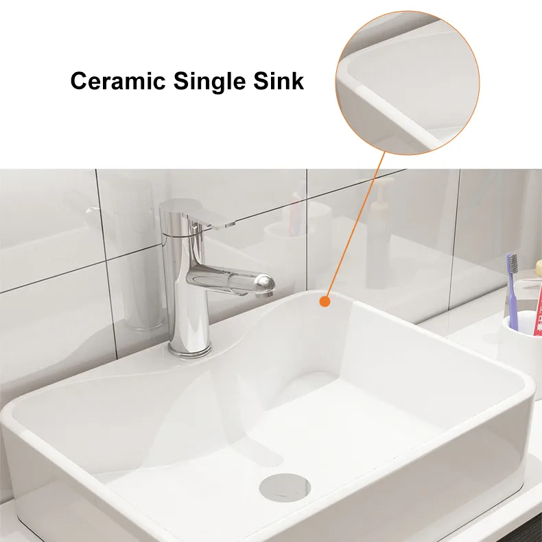 31.5" Walnut Floating Bathroom Vanity Left Offset Ceramic Vessel Sink — image 8