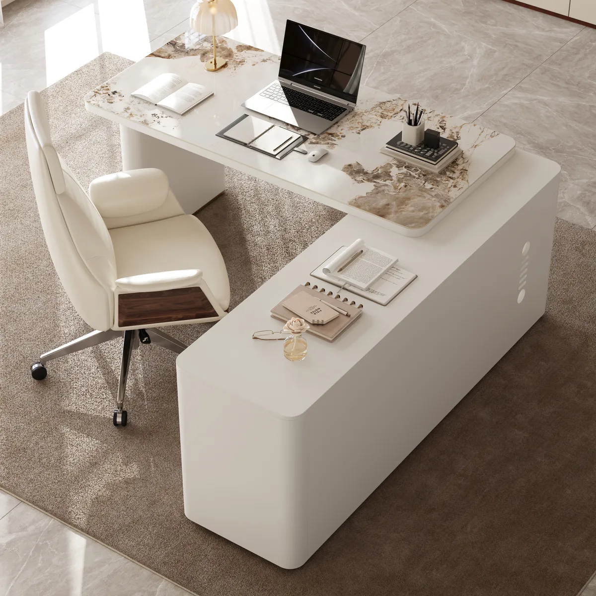 Artis 71" L-Shaped Sintered Stone Top Executive Desk with Right Hand Return — image 5