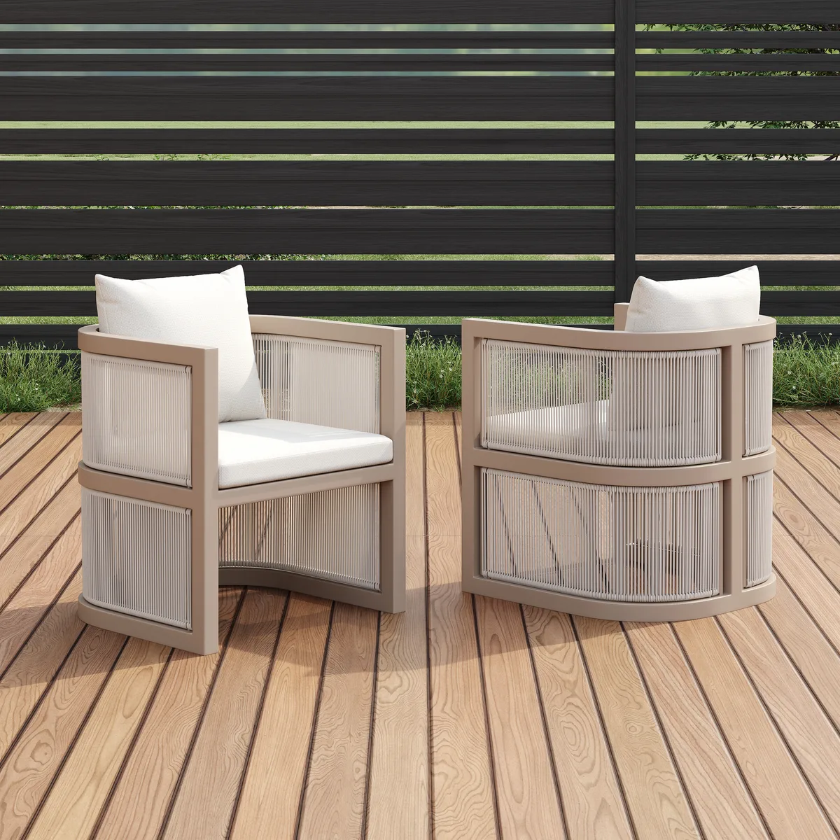 Wevara 2 Pieces Modern Aluminum & Ropes Outdoor chairs