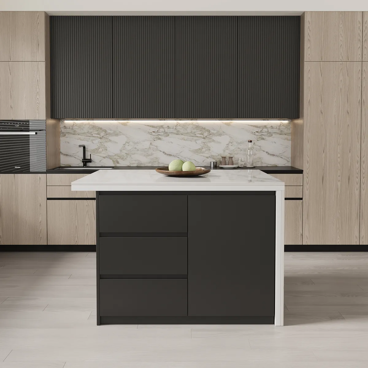 72" Modern Kitchen Island Laminate & 4 Counter Stools Set Storage Cabinet — image 7