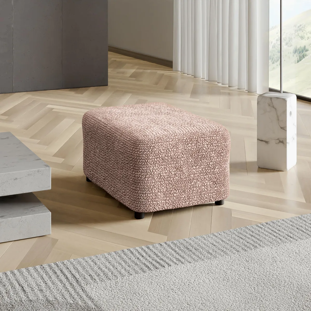 Ottoman Slipcovers - 1-Piece Furniture Protector - Form Fit, Machine Washable -MicrofibraCollection — image 3
