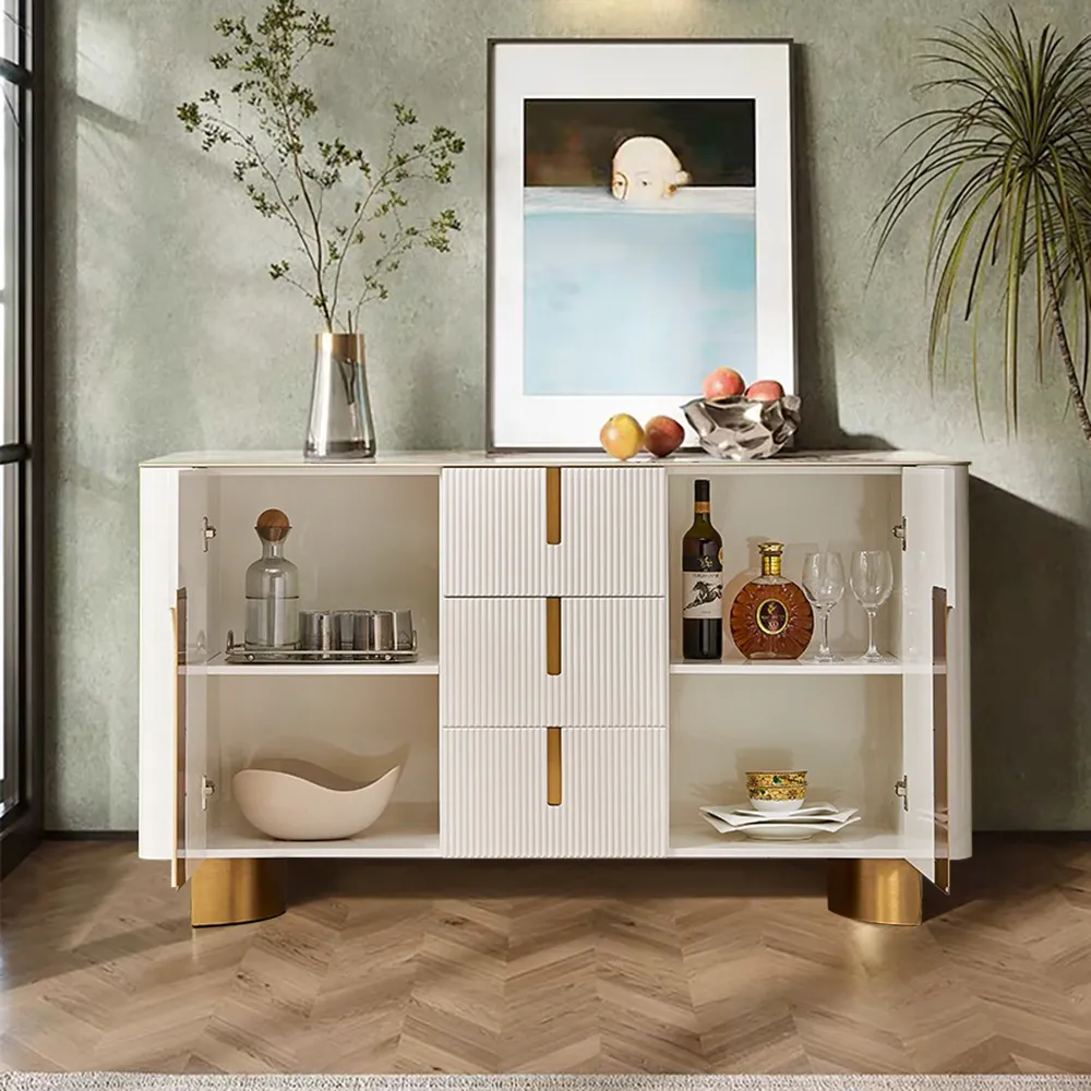 Artis Modern White 59"W Sintered Stone Sideboard 3 Drawers Kitchen Buffet Table — image 13