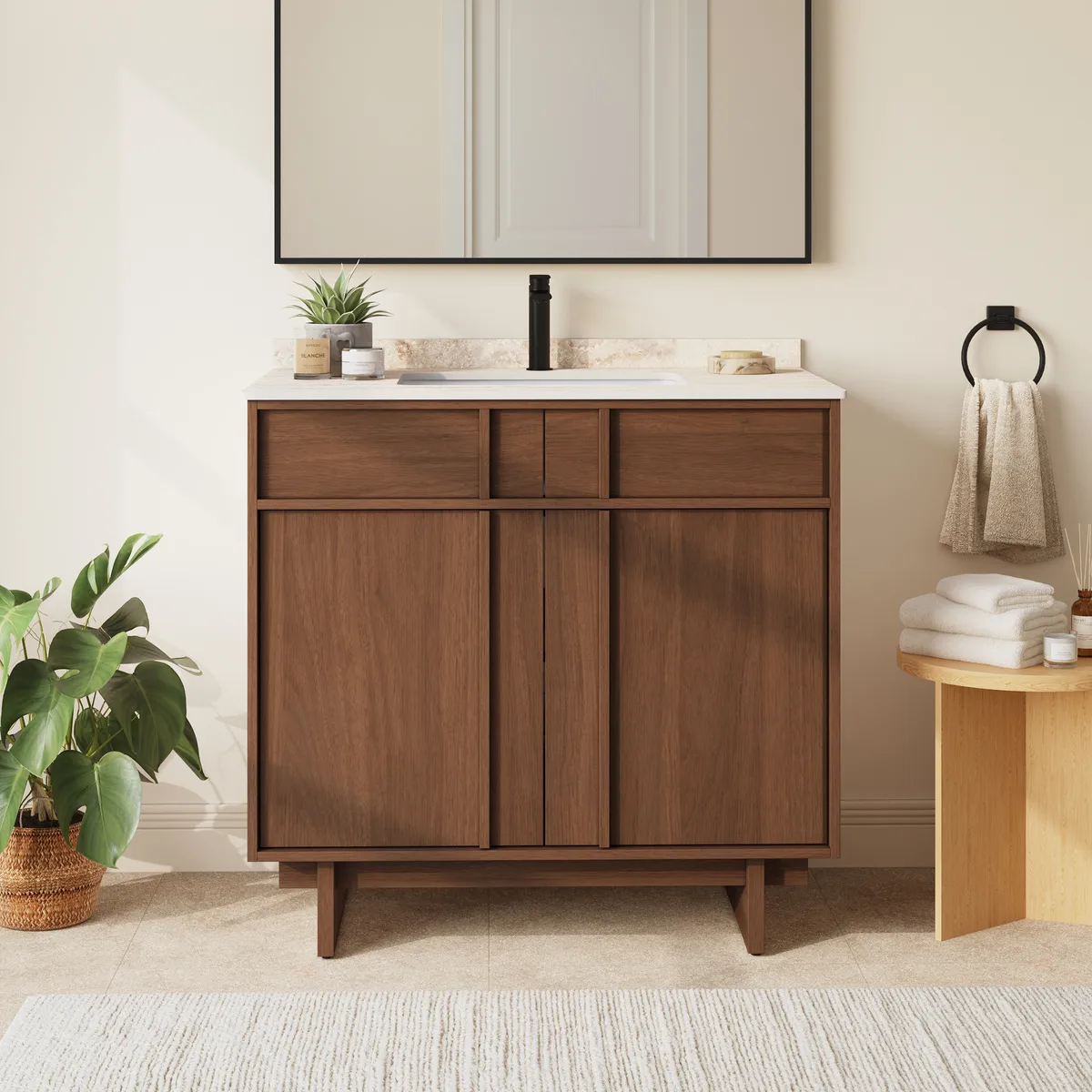 Panvyr 36" Mid-Century Bathroom Vanity with Sink & Sintered Stone Top Modern — image 2