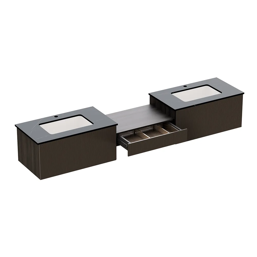 85" Modern Floating Bathroom Vanity Set with Double Sinks & Makeup Table — image 9