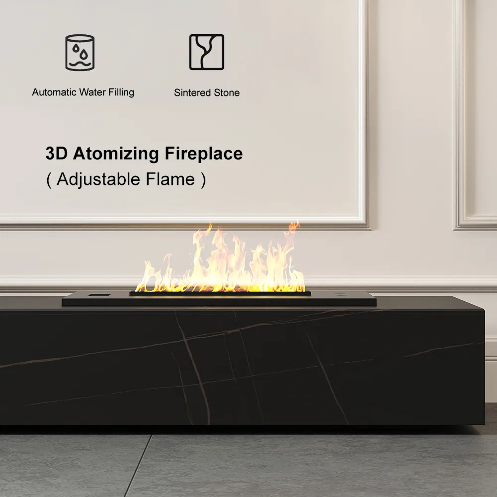 87" Black TV Stand Faux Marble with Storage for TVs Up — image 28