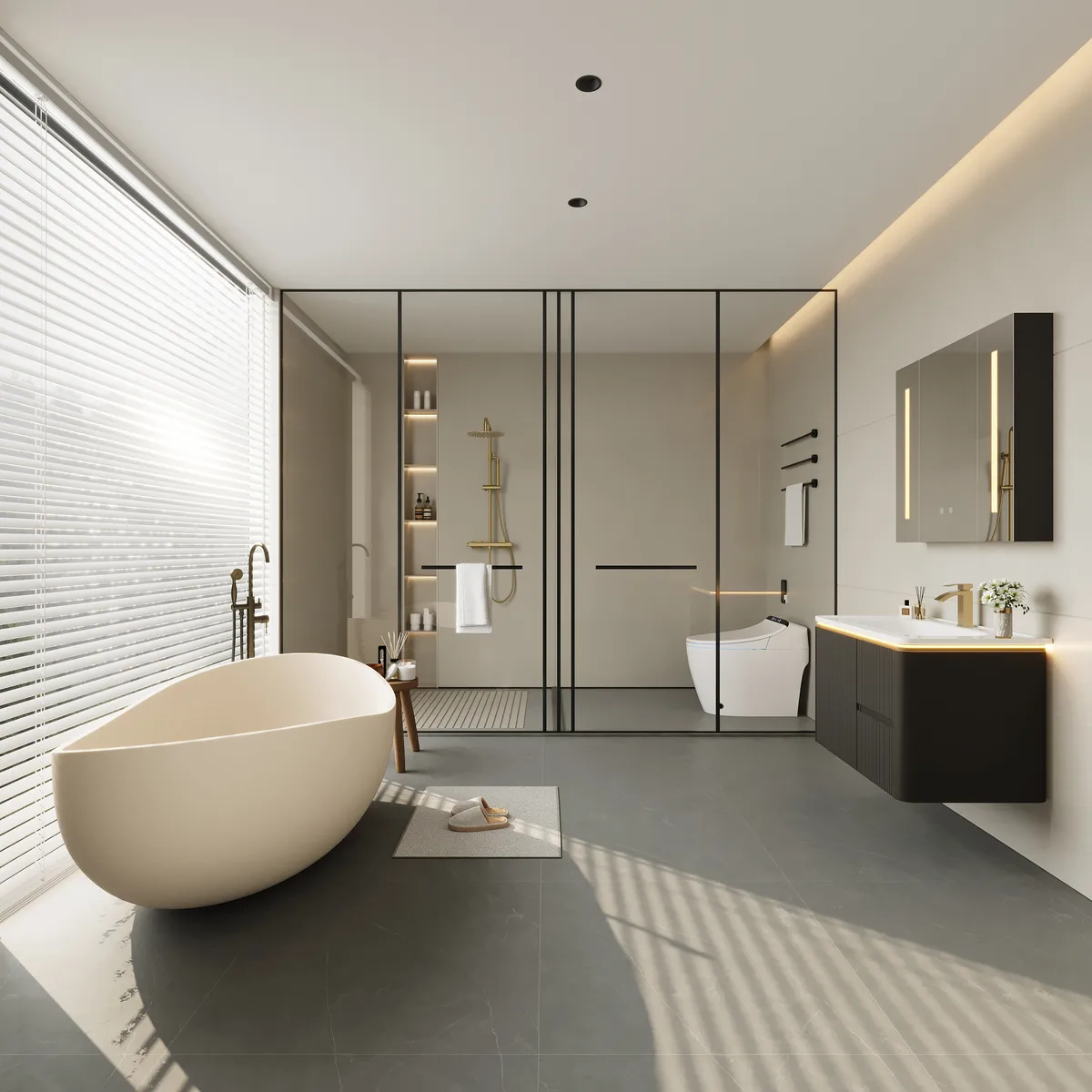 47" Modern Wall-mounted LED Bathroom Medicine Cabinet Vanity Mirror with Storage — image 5