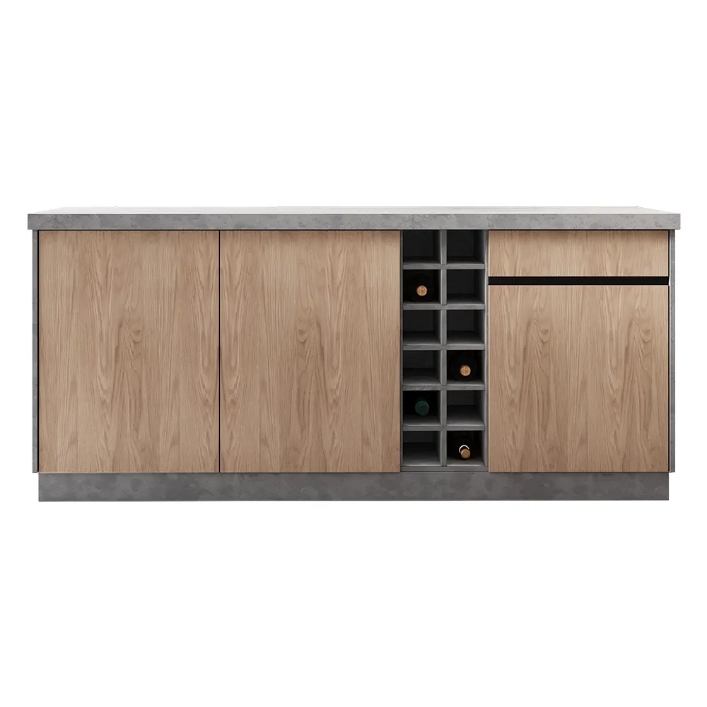 72" Japandi Kitchen Island with Seating Gray Wooden Storage Kitchen Cabinet & — image 7