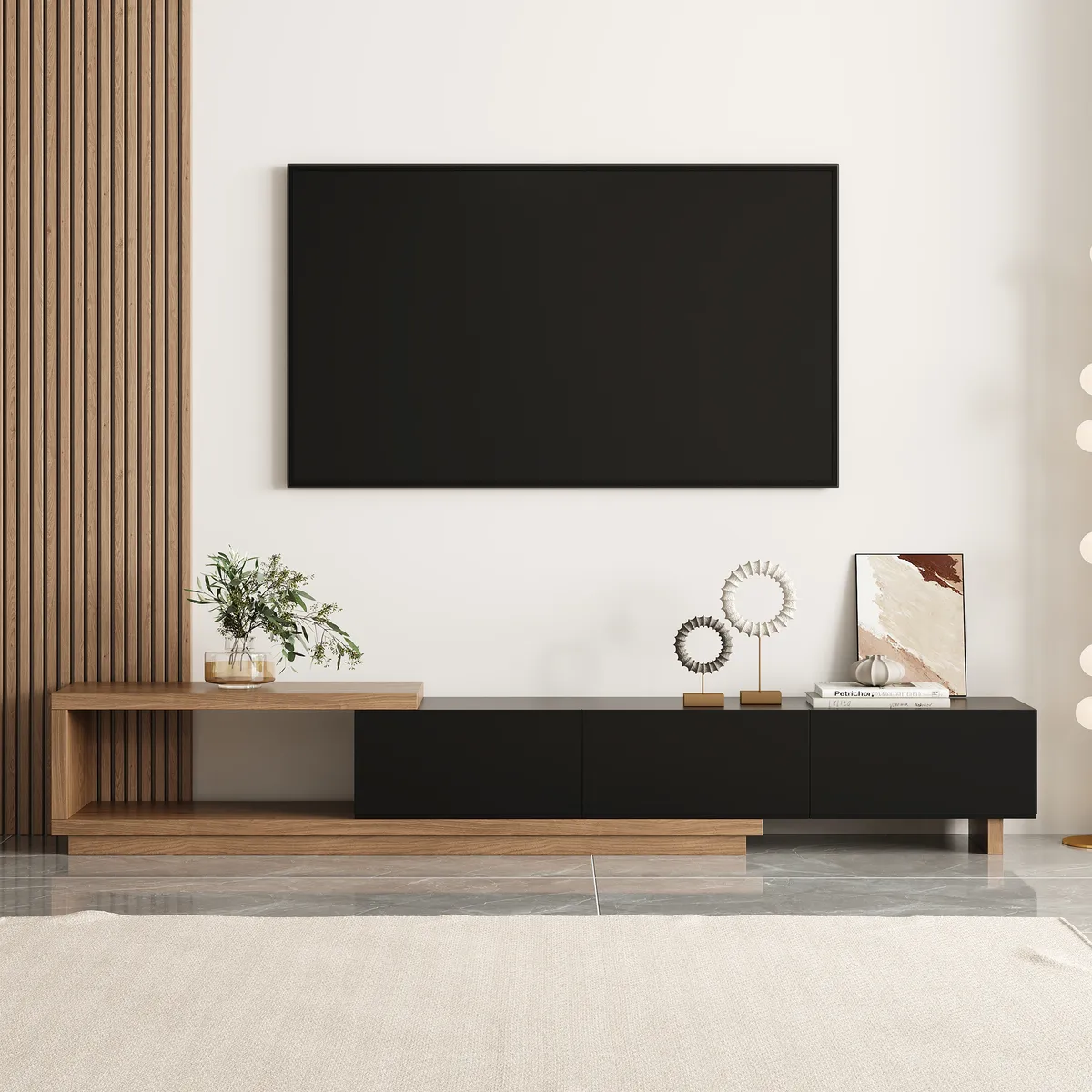 Living Room Cabinet Set Extendable TV Stand & Retracted Coffee Table Set — image 15