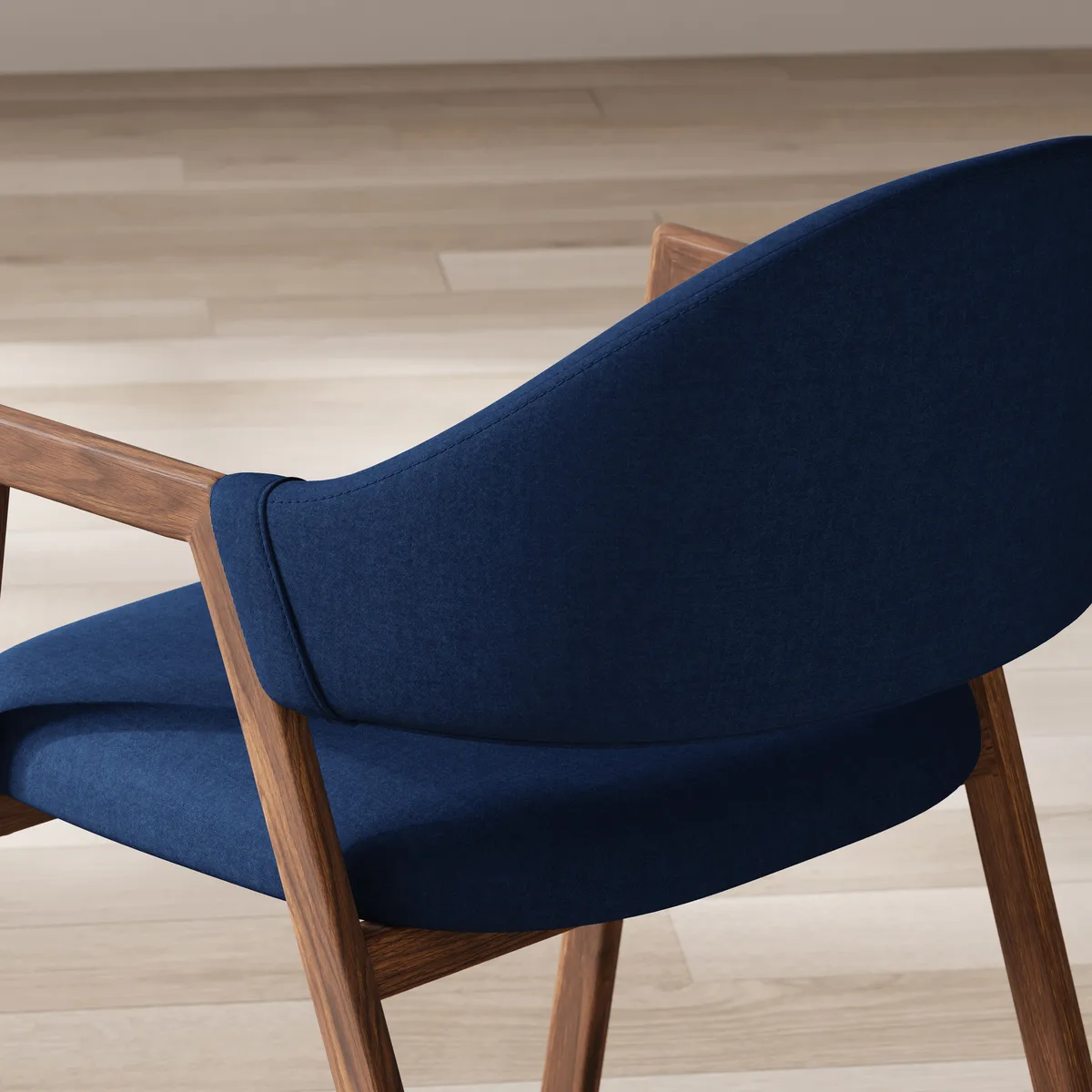 Blue Linen Upholstered 4-Piece Dining Chair Curved Back Chair — image 29