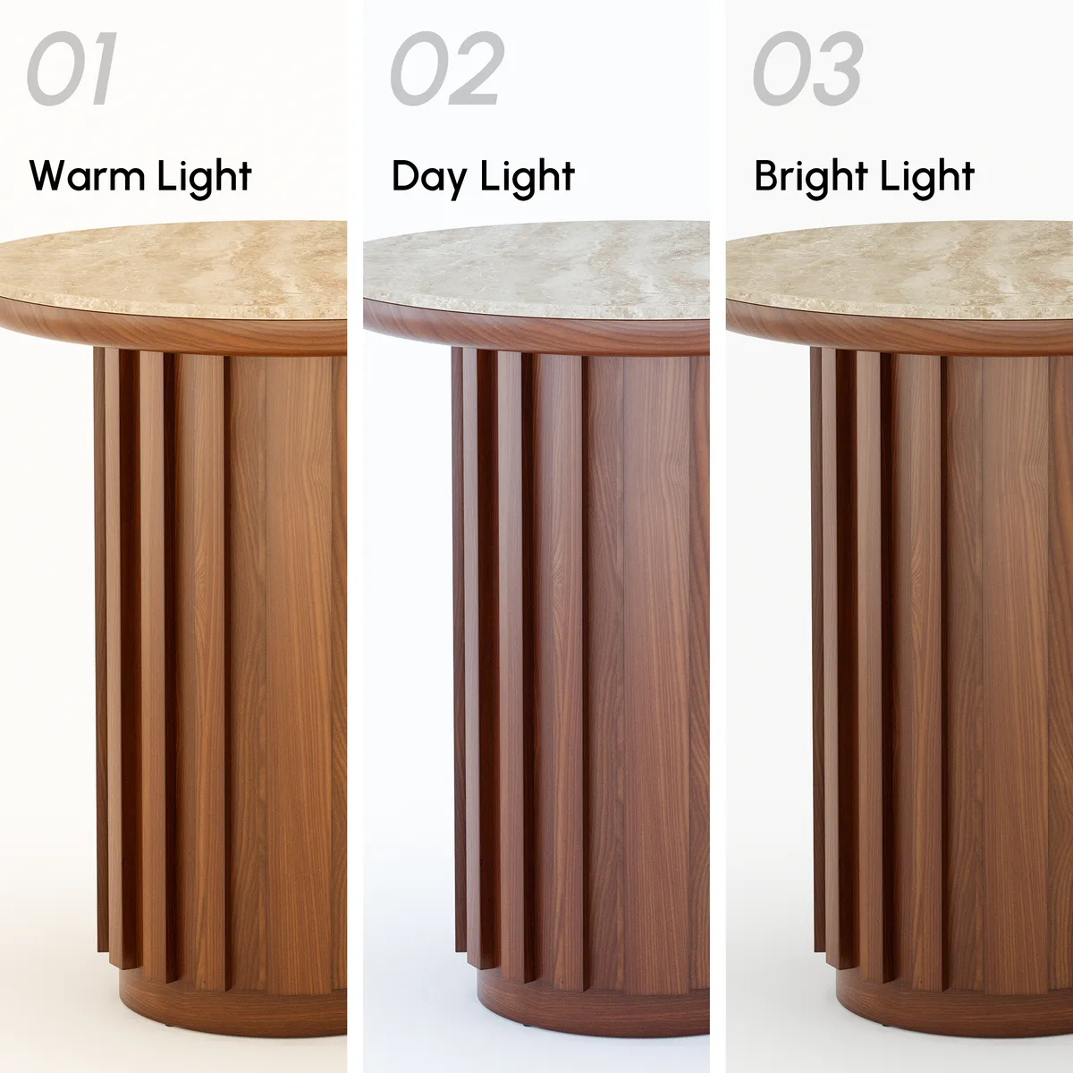 Aura Ash Wood Fluted Round Side Table with Sintered Stone Top — image 10