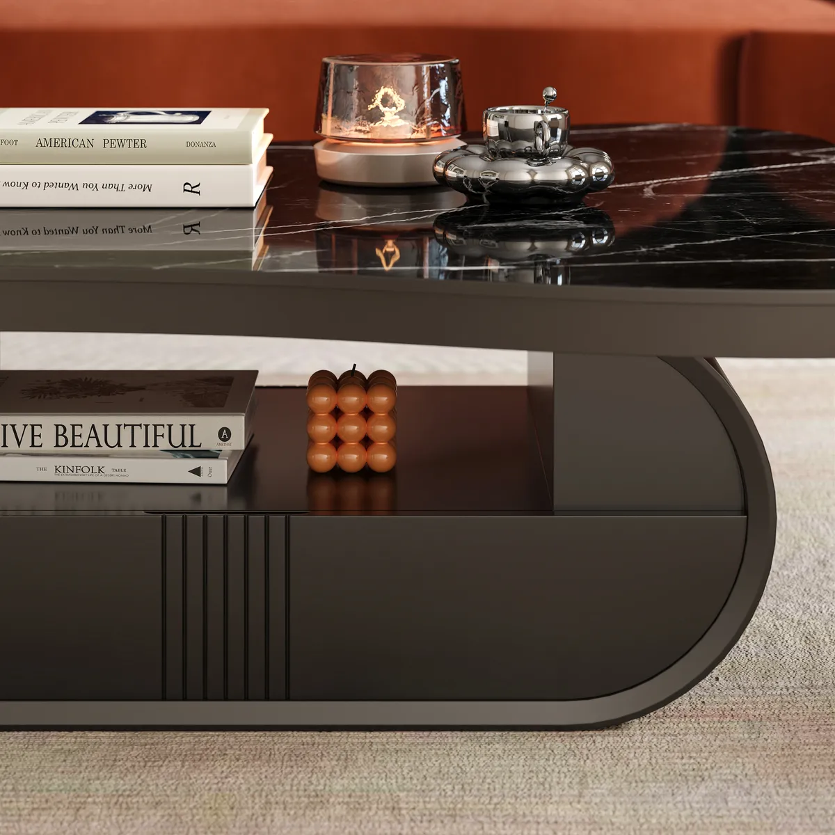 Cloud Coffee Table Wood Irregular Sintered Stone Top — image 5