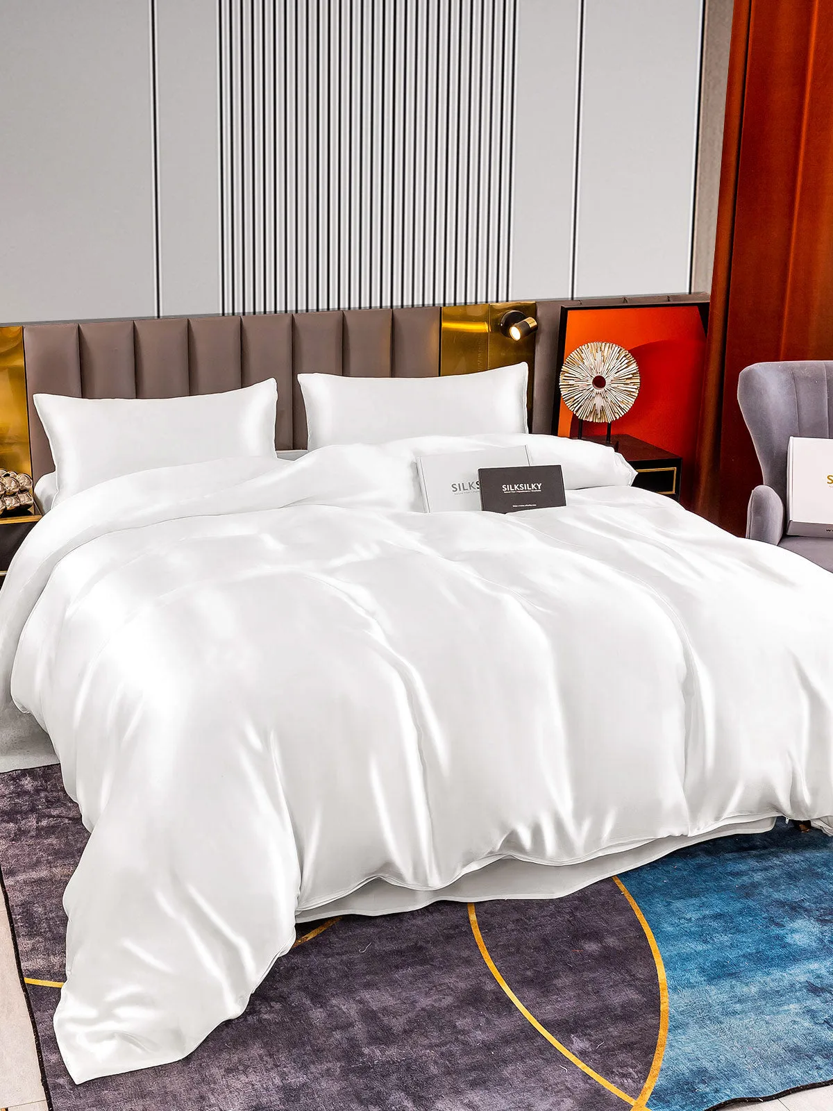 22Momme 4Pcs Silk Set Duvet Cover+Flat Sheet+2x Pillowcases — image 3