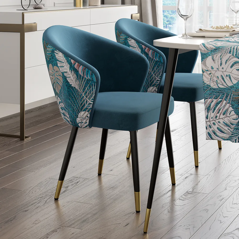 Modern Velvet Dining Chairs Upholstered Blue Dining Room Chairs with Arm — image 14