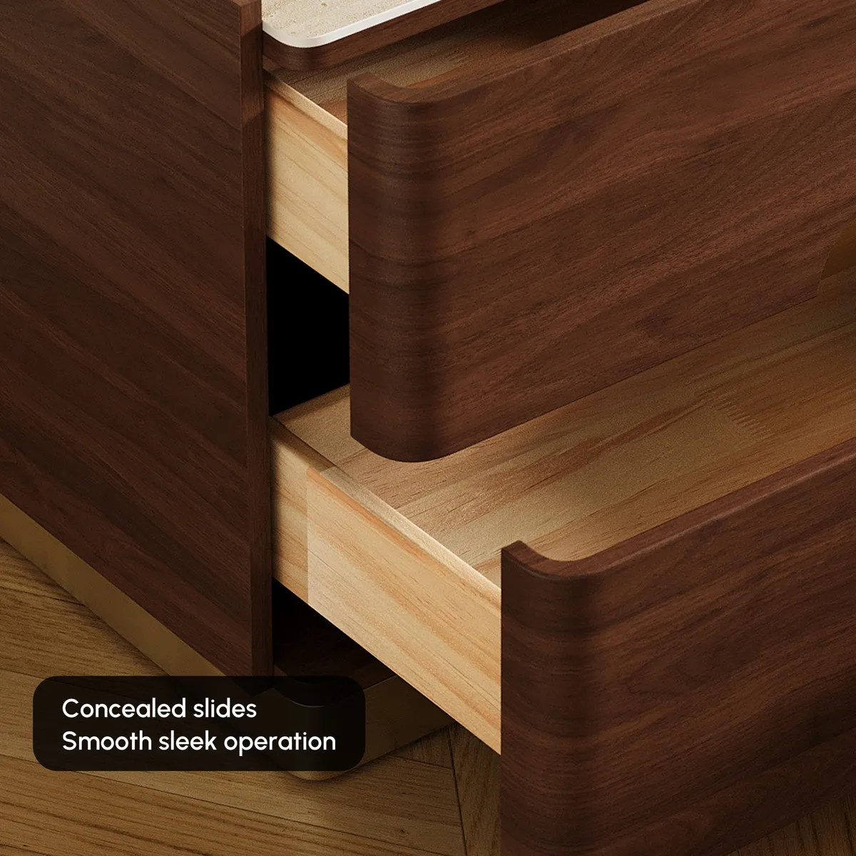20" Smart 2-Drawer Nightstand with Sintered Stone Top & Charging Station — image 25