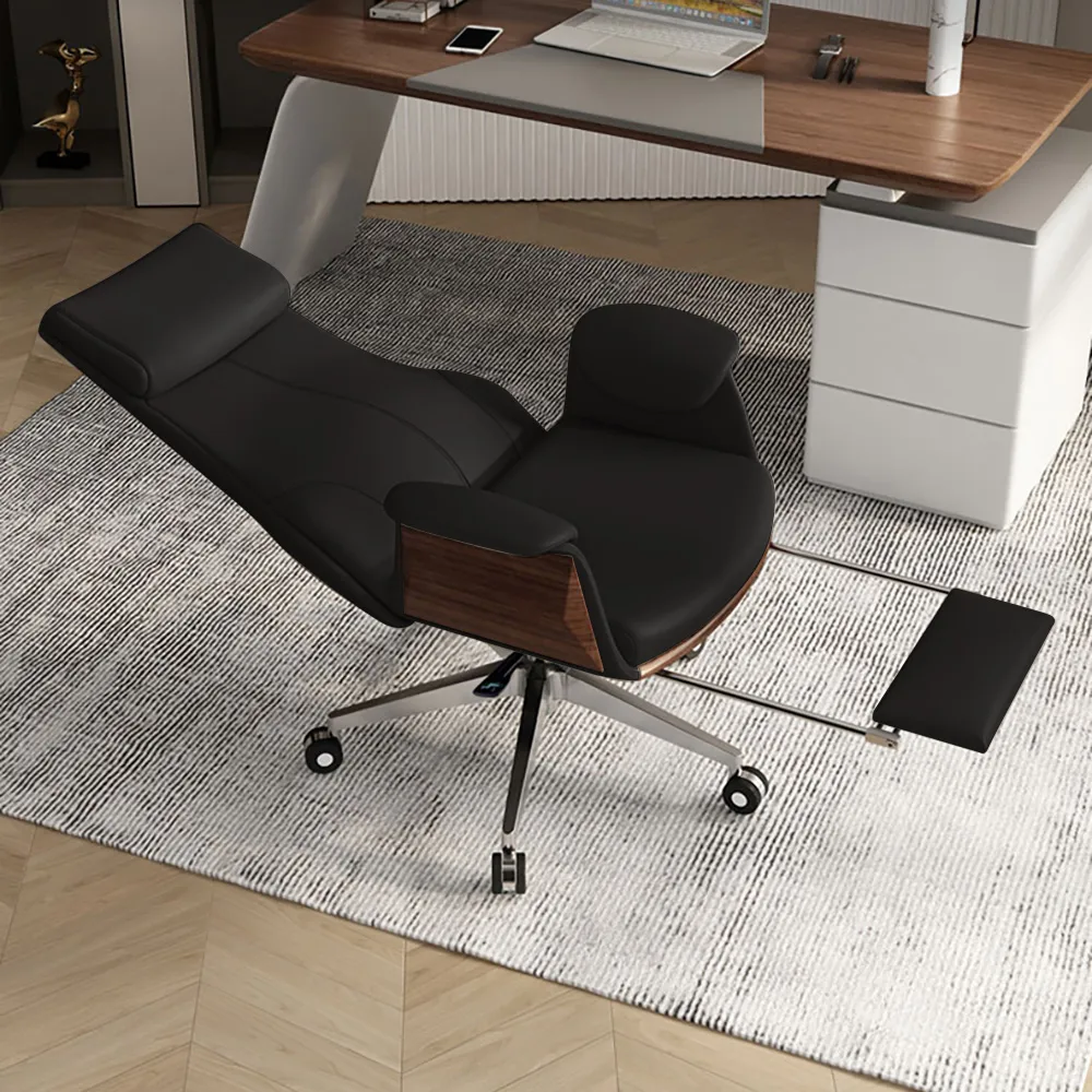 Set Modern Black L-Shape Standing Desk & Leather Office Desk Chair Set Khaki (71.5") — image 15