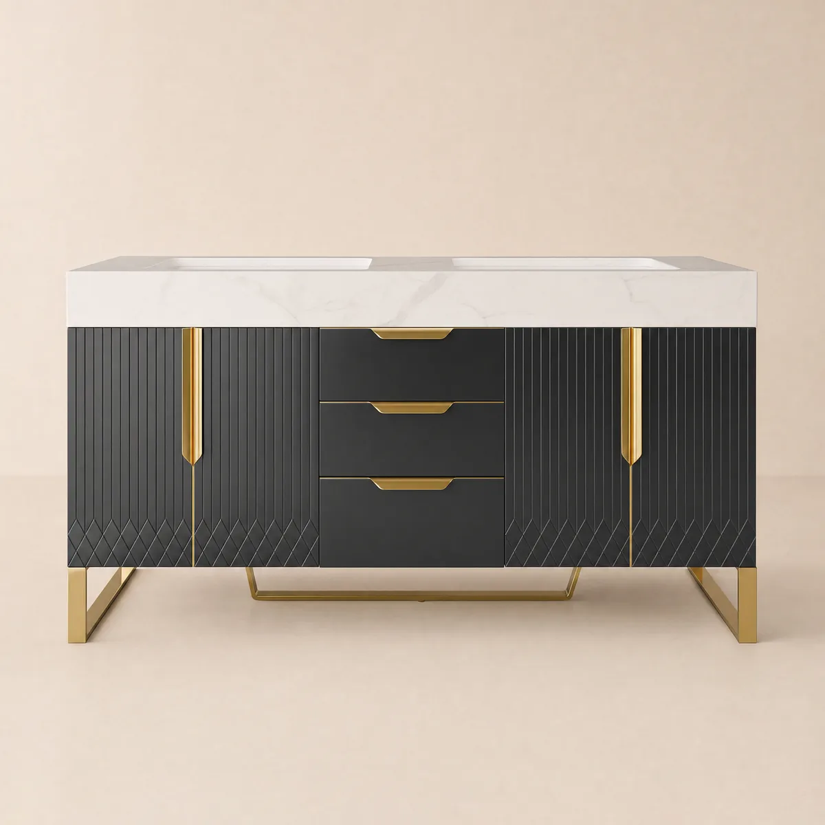 Aro Bathroom Vanity Set 47.2" Freestanding Bathroom Vanity Black with Double Sinks — image 28