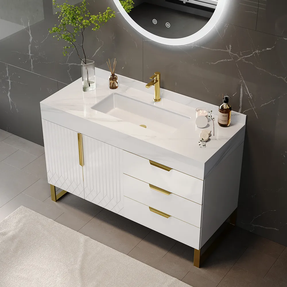 Aro Bathroom Vanity Set 47.2" Freestanding Bathroom Vanity Black with Double Sinks