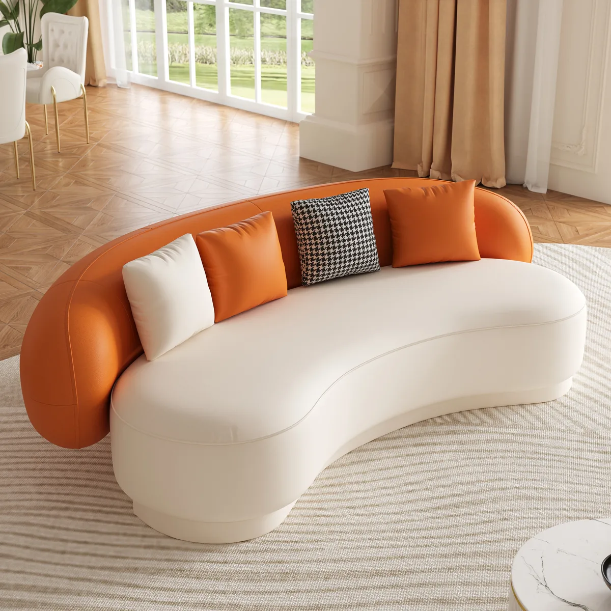 Modern Leather Upholstered Sofa 3-Seater Sofa