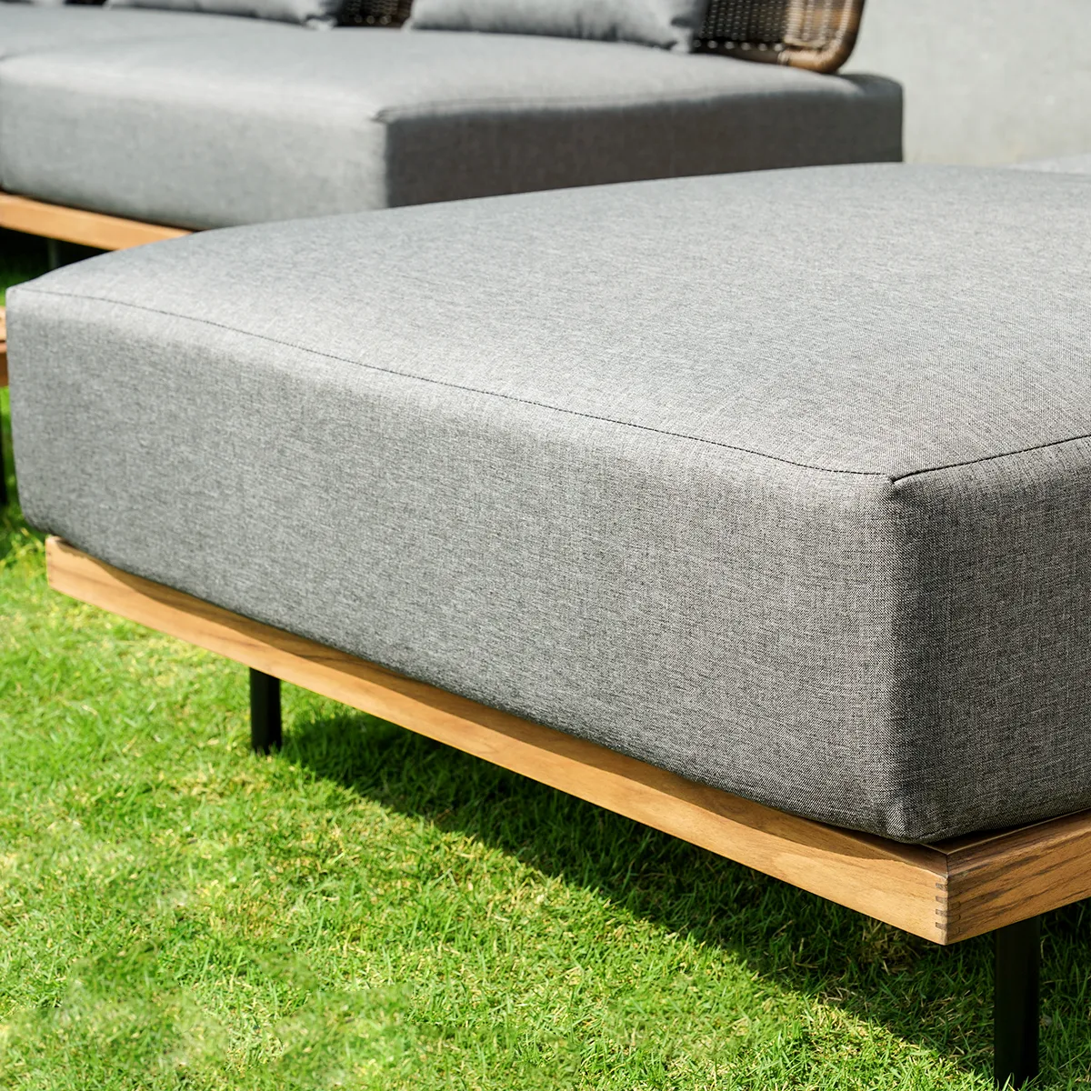 8 PCS L Shaped Outdoor Sectional Sofa Set with Coffee Table Modern Yard & Patio Furniture for 6 Person in Gray Cushion & Pillow Included — image 9