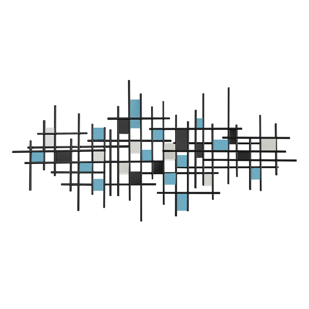 51.2"W Modern Luxury Style Black Metal Wall Decor Home Art in Living Room — image 7