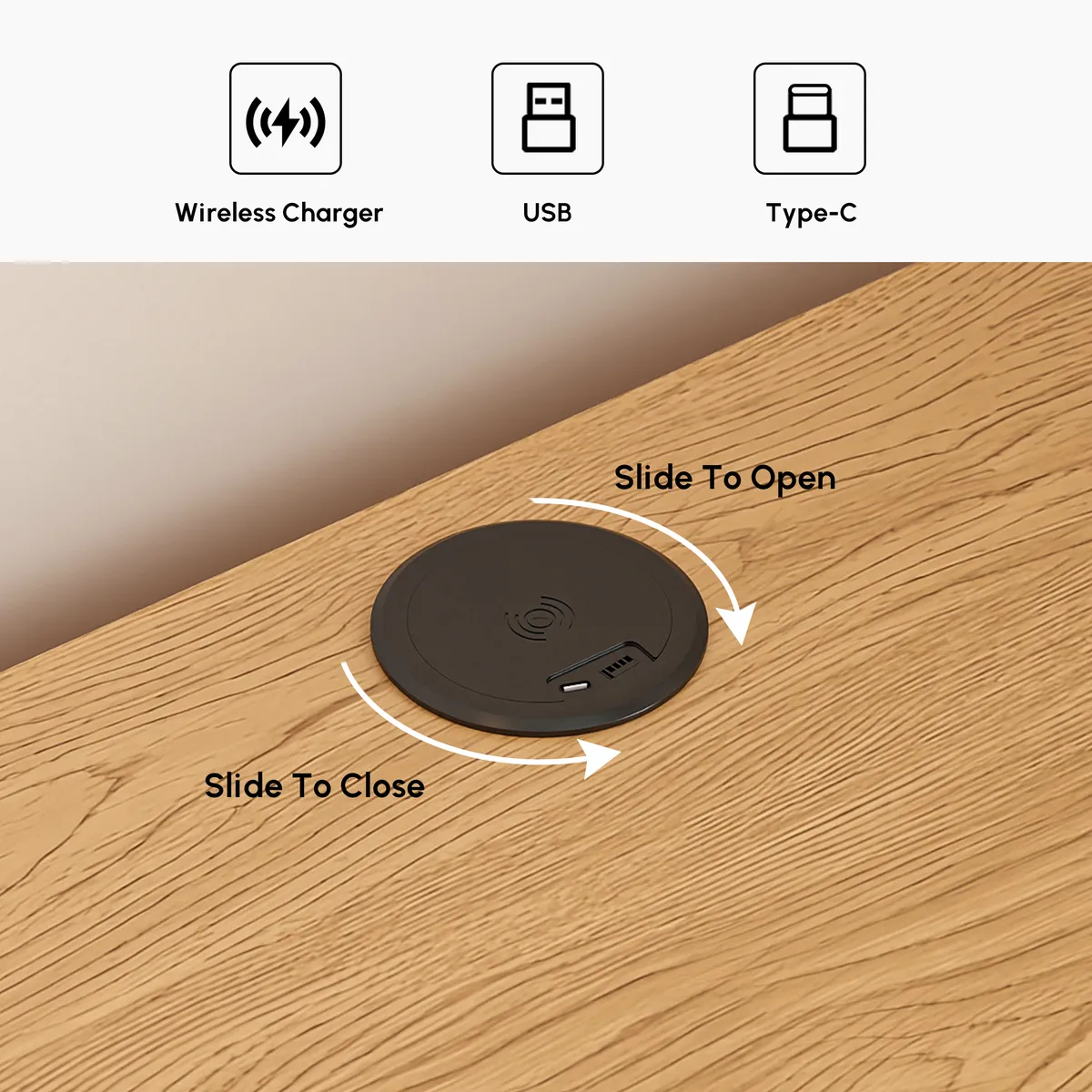 24" Wooden 3-Drawer Smart Nightstand With LED Lighting & Charging Station — image 8