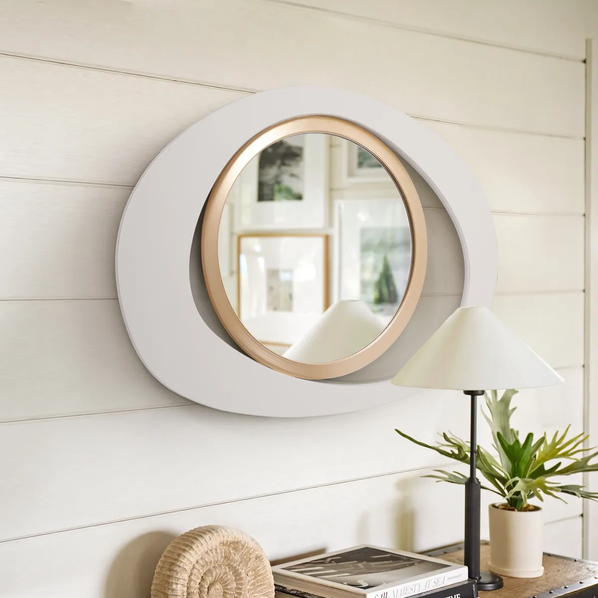 Abstract Wall Mirror, Matte Black and Gold, Horizontal or Vertical — image 13