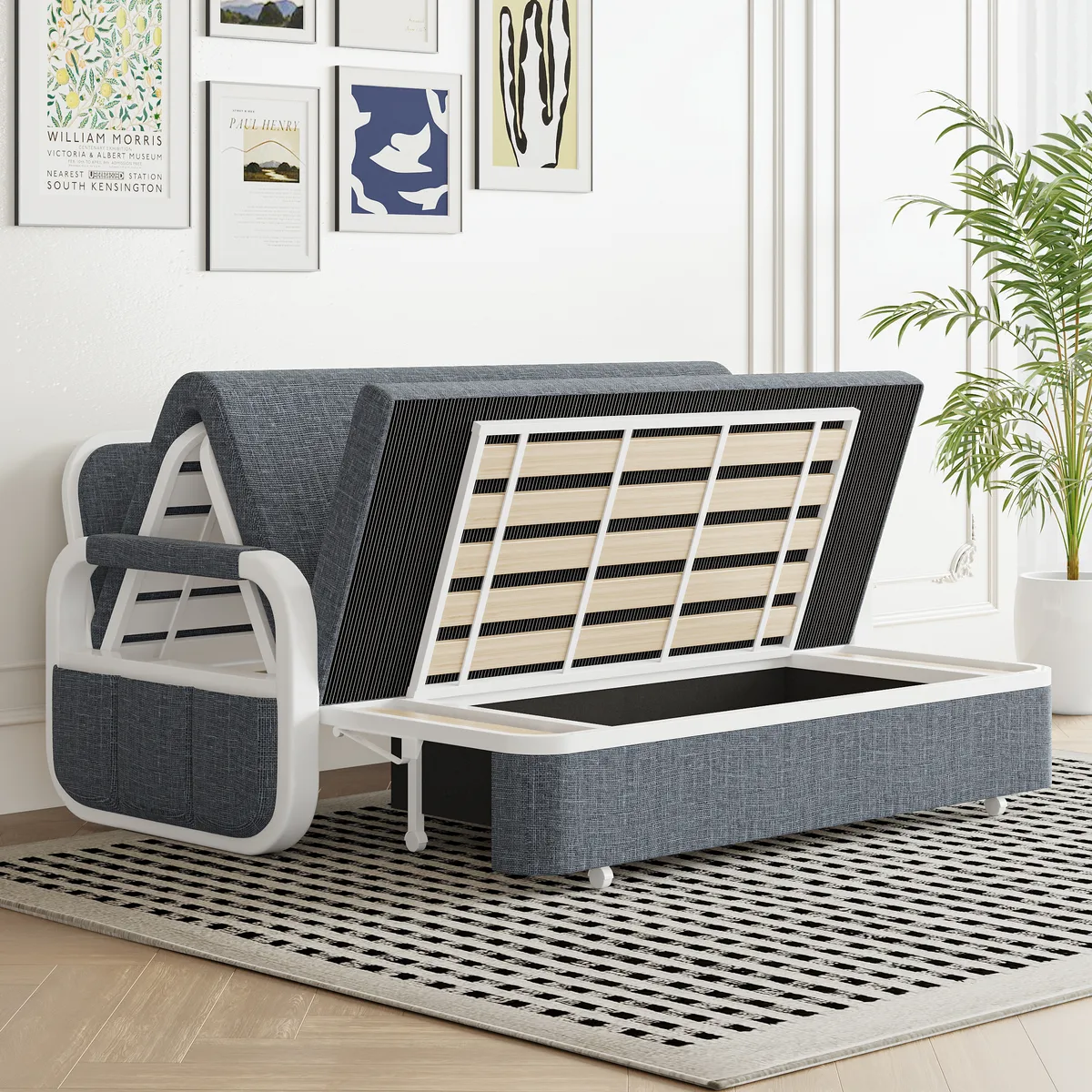 Deep Gray Queen Size Daybed with Storage & Trundle — image 4
