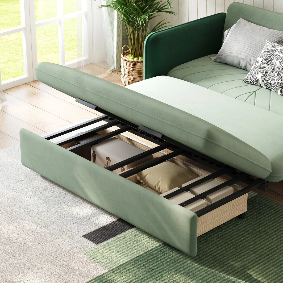 68" Full 2-Seater Boucle Convertible Sleeper Sofa — image 17