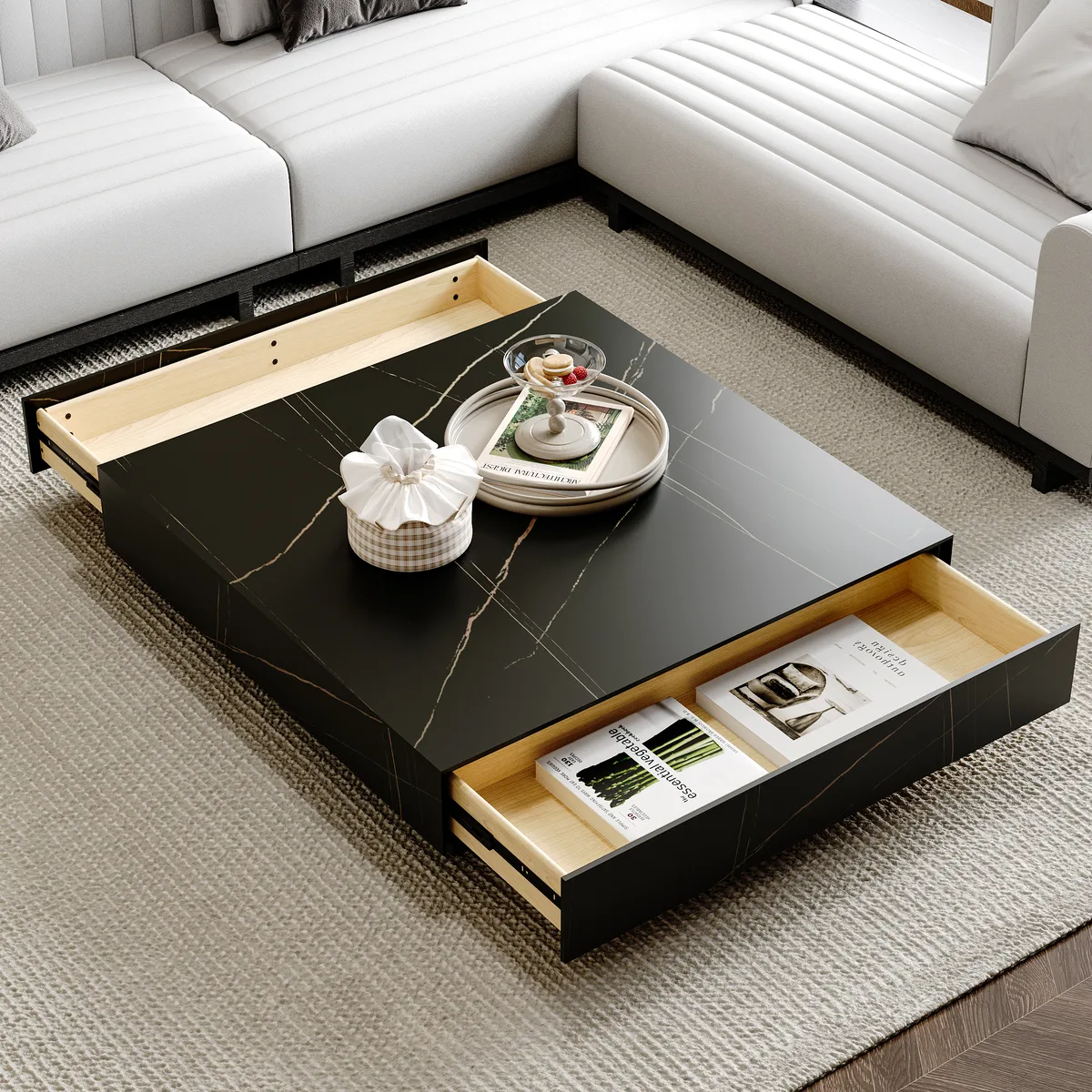 Electric Fireplace Humidifier TV Stand Faux Marble with Remote Control for TVs Up — image 6