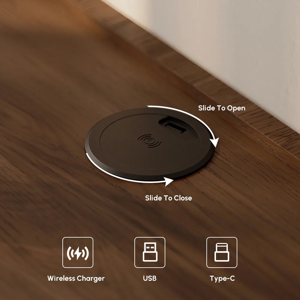 Wooden Floating Nightstand Modern Bedside Table with Charging Station Japanese Style — image 29