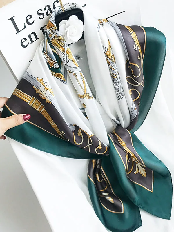 100% Mulberry Silk Printed Square Shawl Scarf 88*88cm — image 12