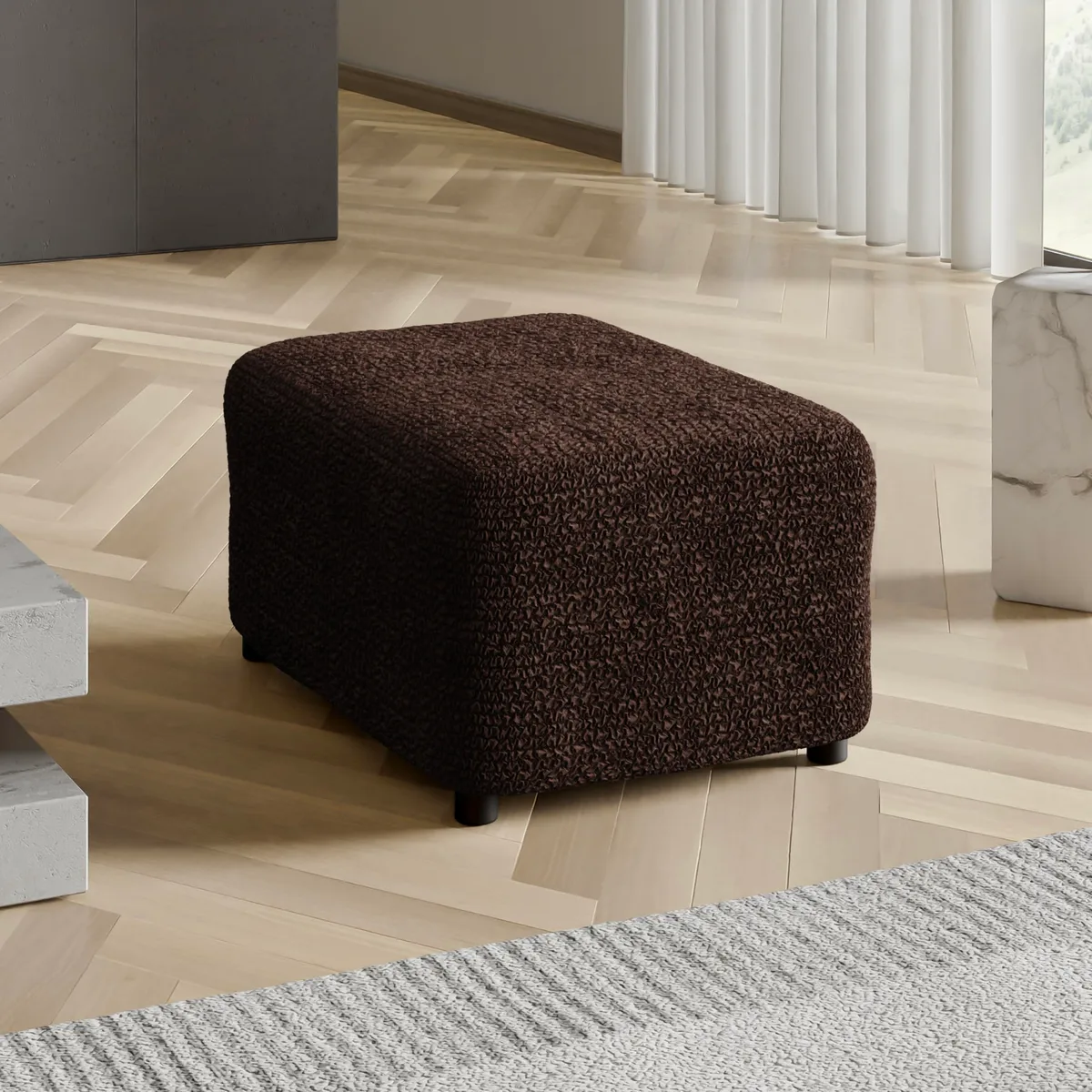Ottoman Slipcovers - 1-Piece Furniture Protector - Form Fit, Machine Washable -MicrofibraCollection — image 9