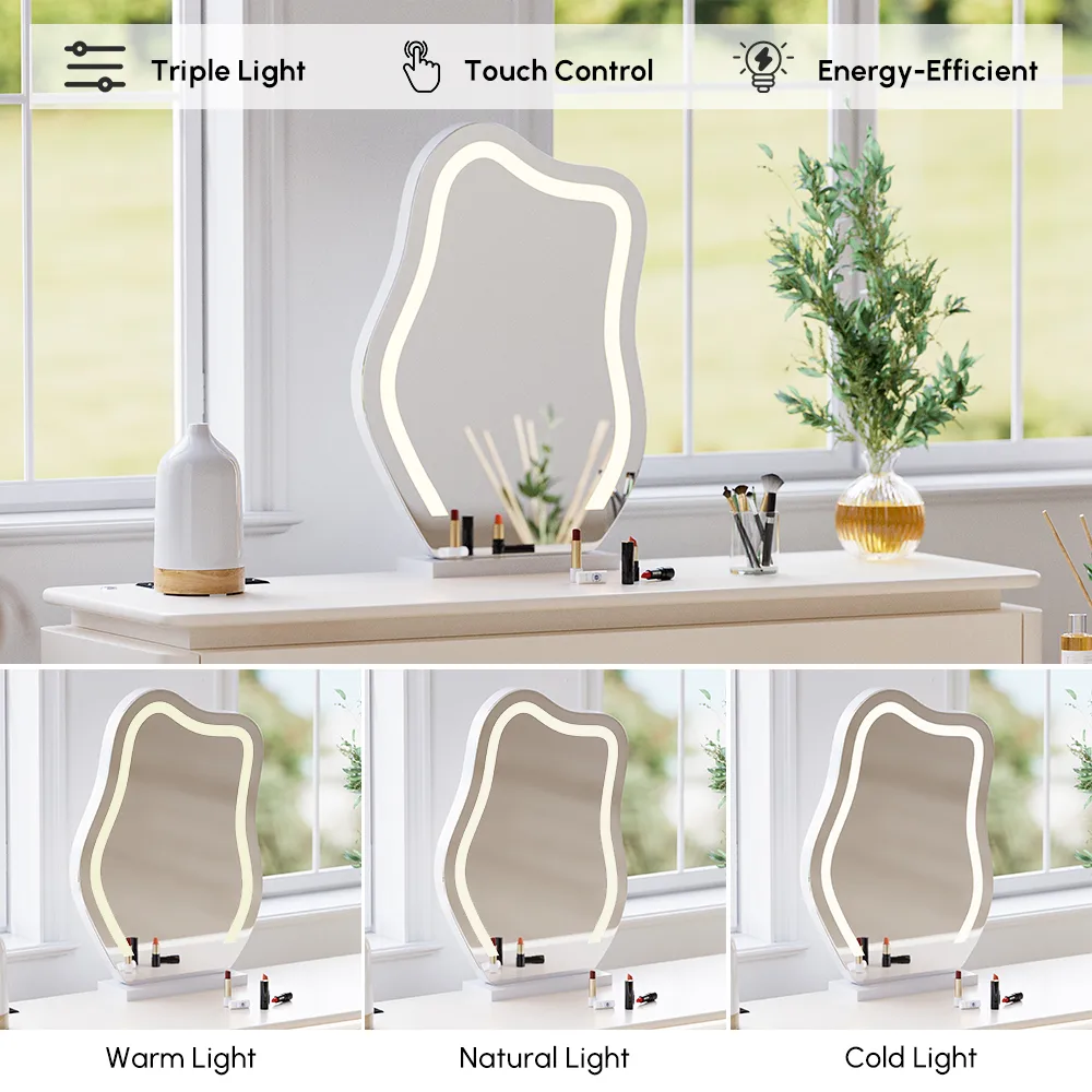 47" Smart Makeup Vanity Retractable Dressing Table with Mirror & Lights — image 8