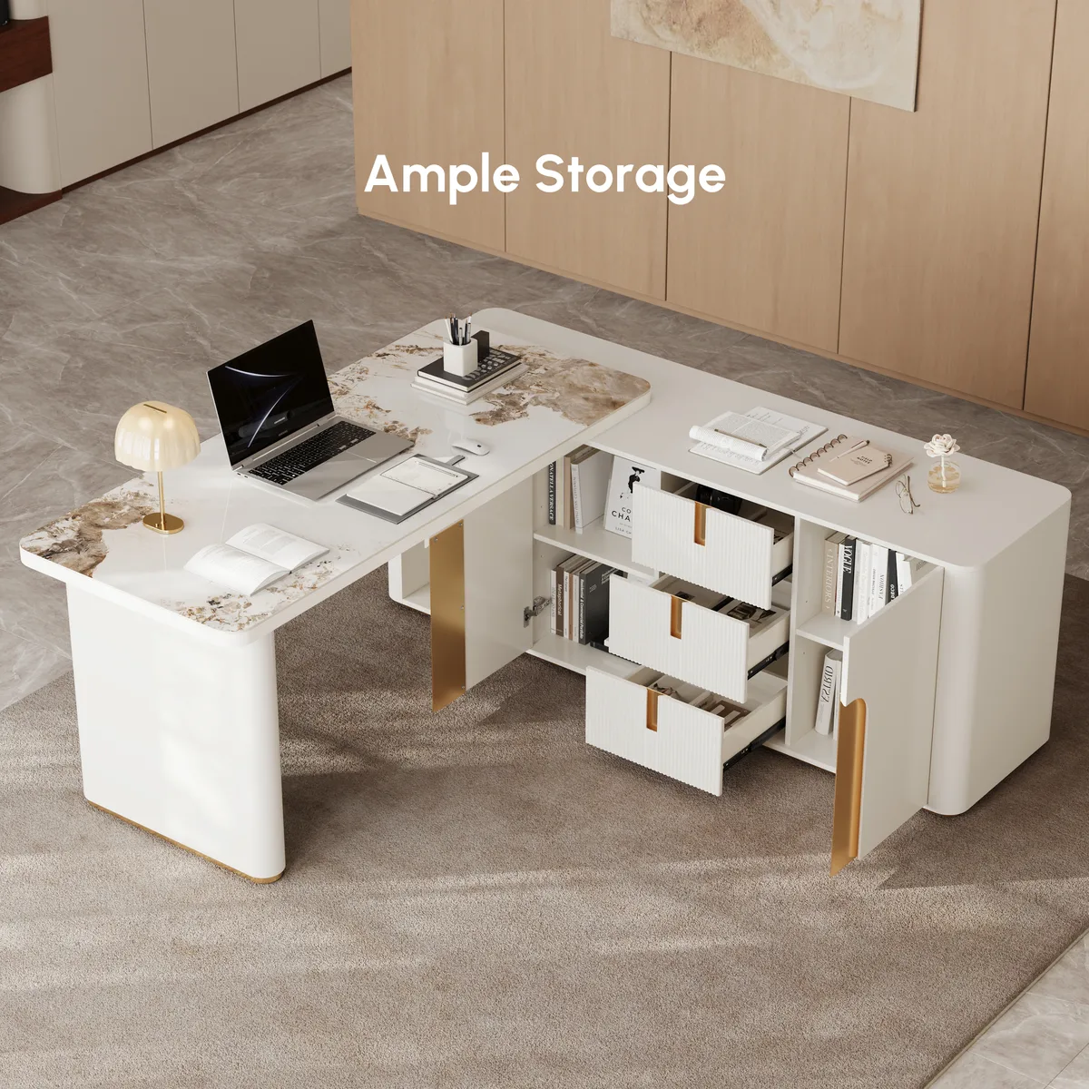 Artis 71" L-Shaped Sintered Stone Top Executive Desk with Right Hand Return — image 6