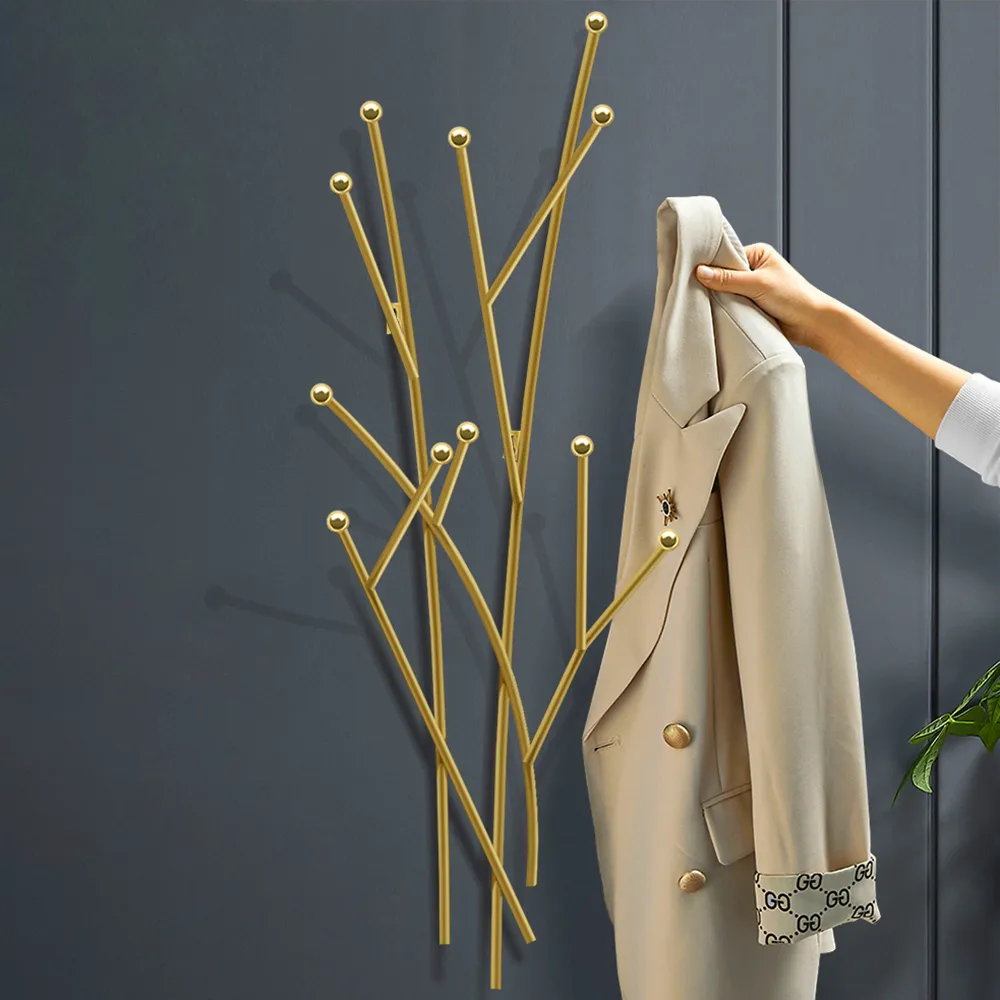 11 Hooks Wall Mounted Coat Racks Iron Entryway Furniture Tree Branch Shape — image 13