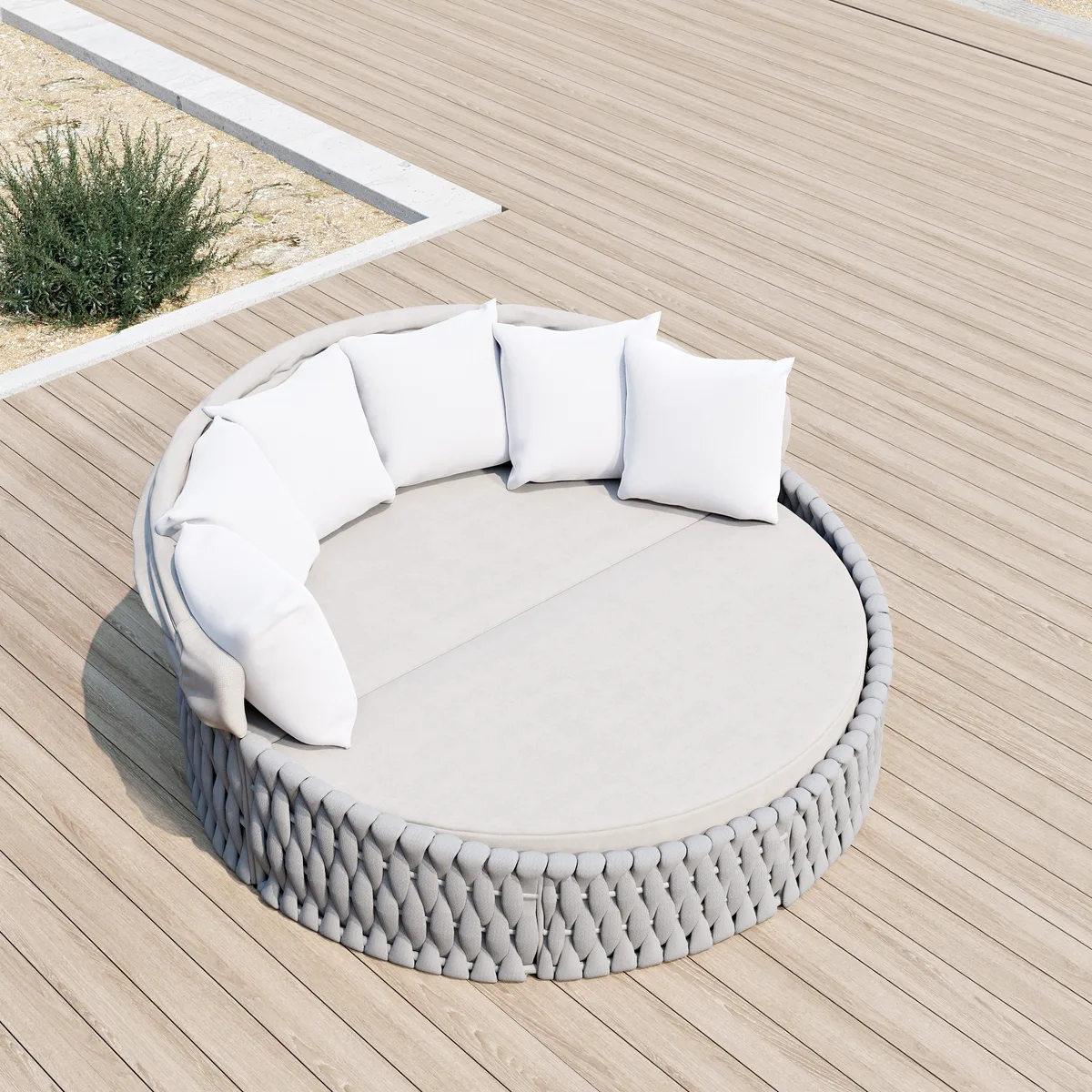 Cocaro Round Garden Polyrattan Sun Island with Roof and Weatherproof Cover — image 24