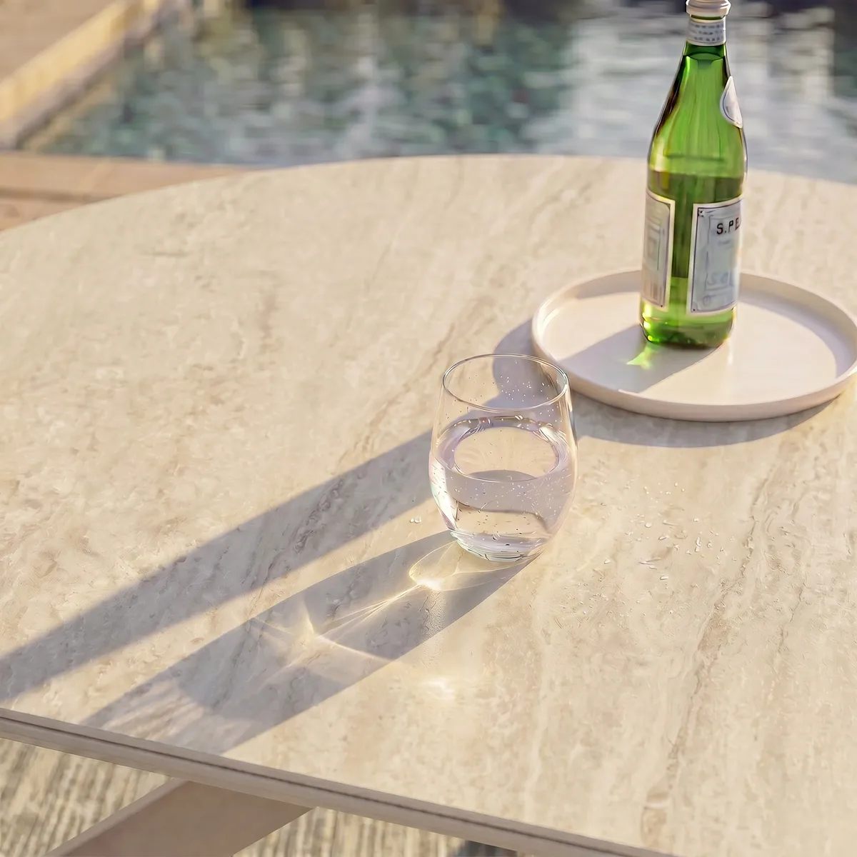 Outdoor 5-Piece Round Sintered Stone Top Extendable Dining Set — image 8
