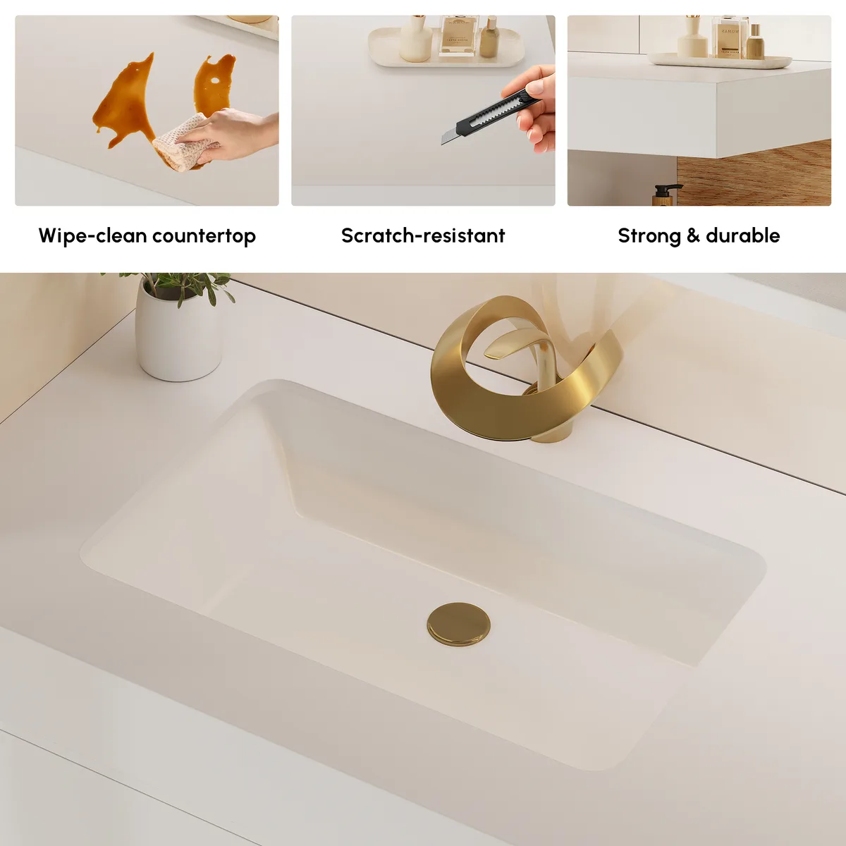 39" Modern Floating Bathroom Vanity White & Natural with Sink — image 7