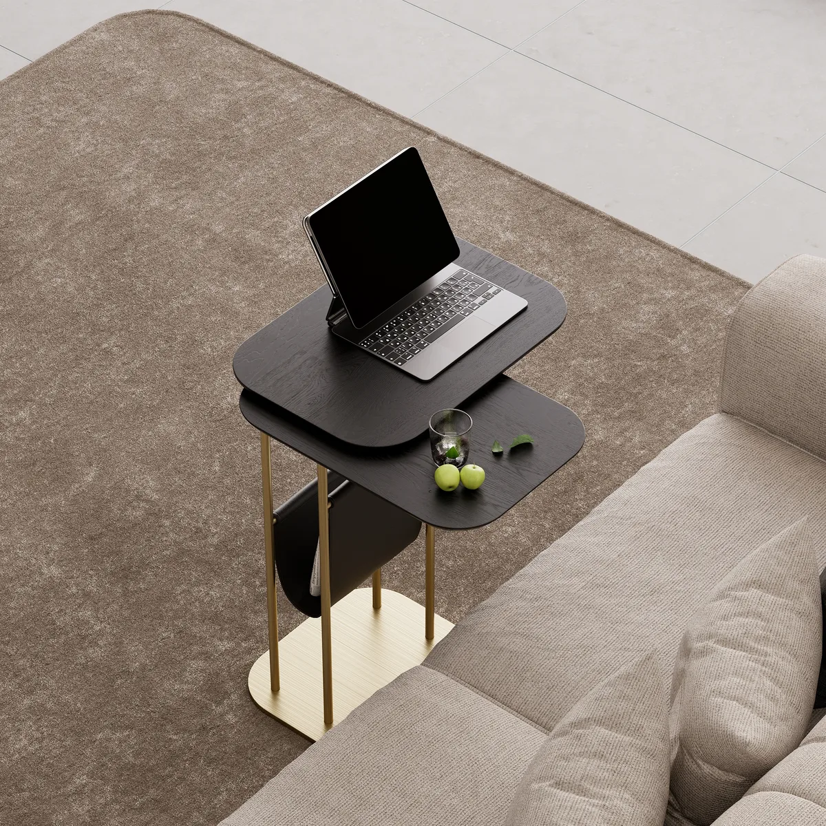 Modern Small C Shaped Rotating Side Table — image 3