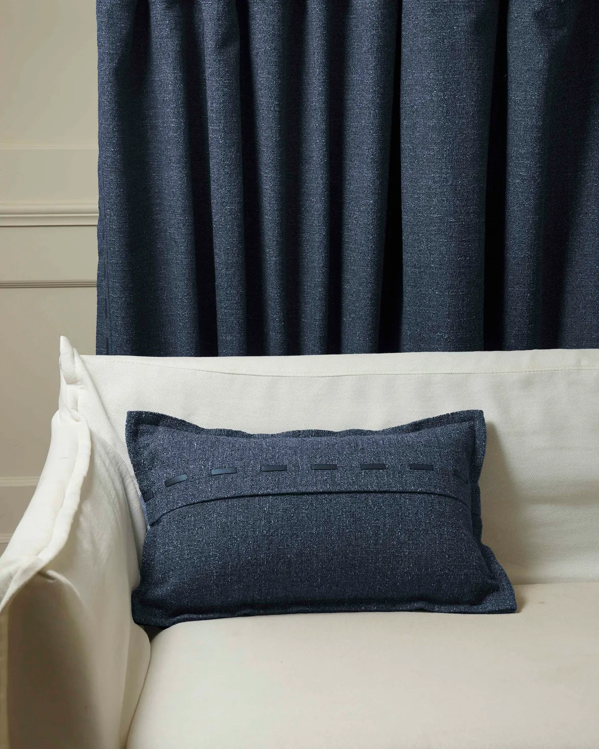 Luna Linen Blend Faux Leather Laced Lumbar Pillowcase — image 2