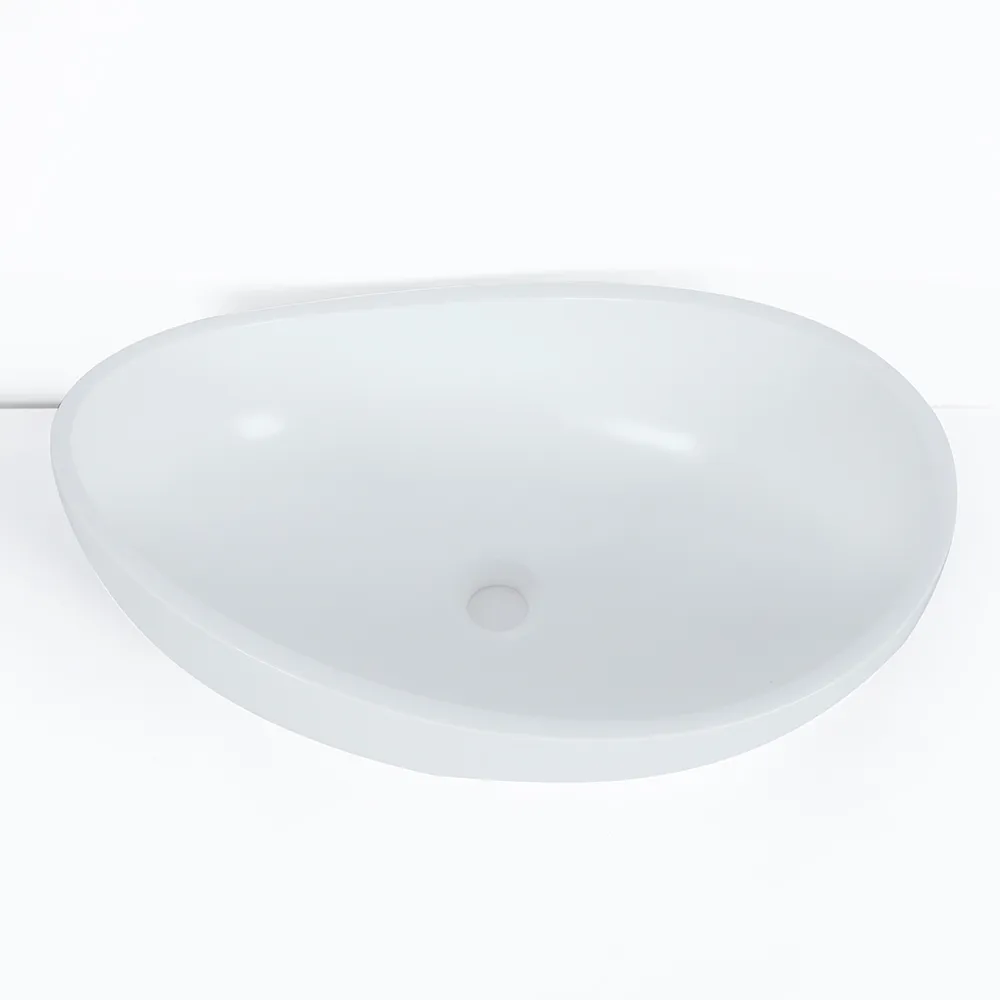 Bathroom Stone Resin Oval Vessel Sink Modern Art Sink — image 10