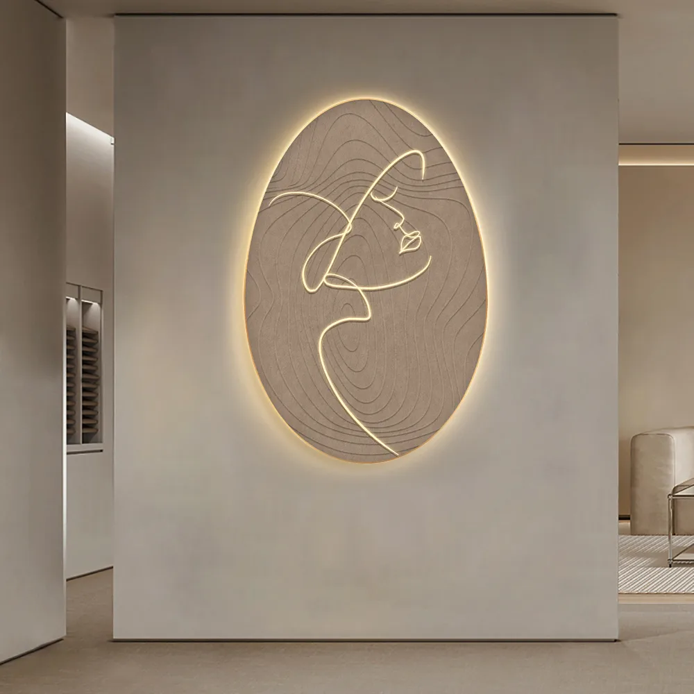 31" Illuminated Abstract Figure Wall Art with Warm LED Backlight, Textured Wall Decor — image 15