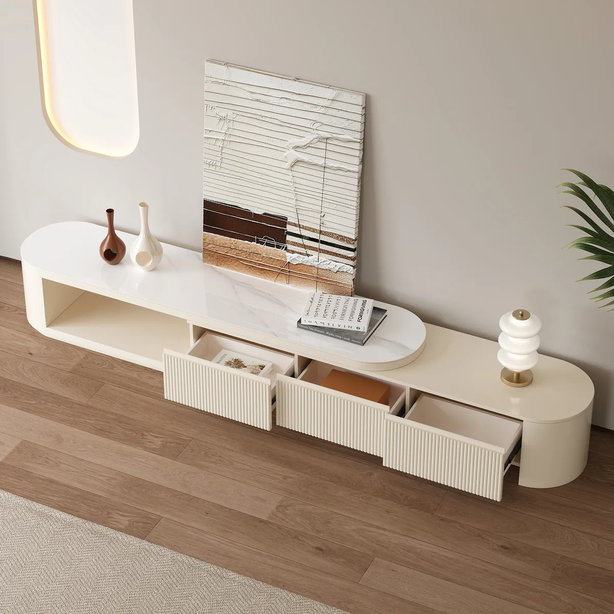 Velar Extendable Sintered Stone Top TV Stand with 3 Drawers(71"-114") — image 18