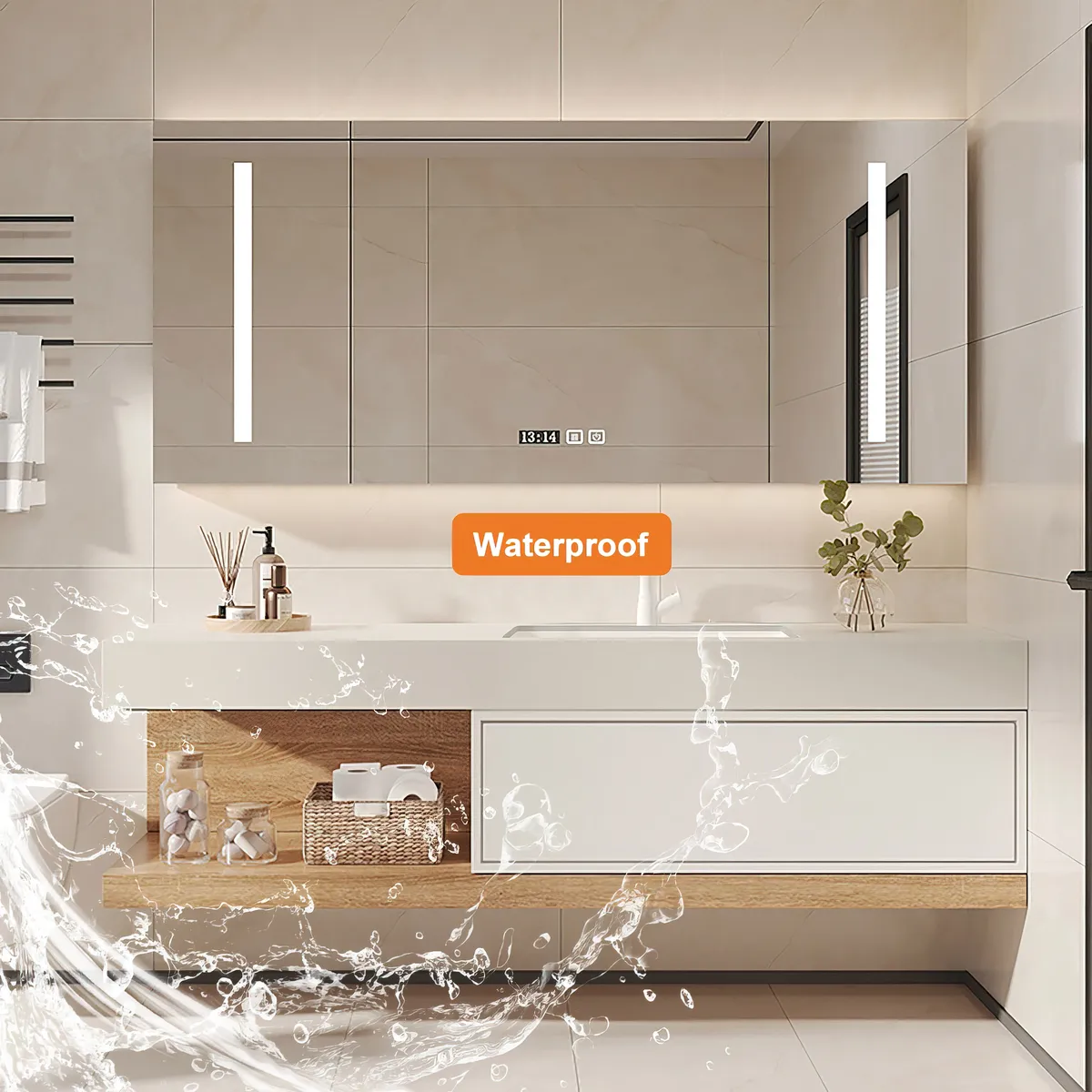 39" Modern Floating Bathroom Vanity White & Natural with Sink — image 26