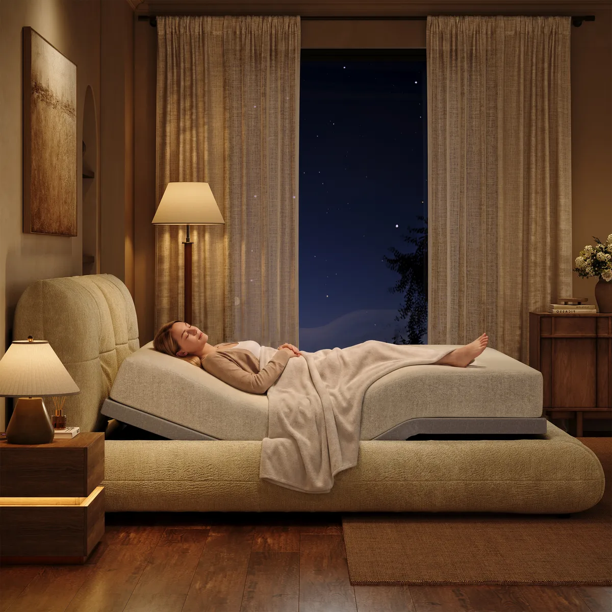 Florvia Performance Chenille Smart Bed Set with Adjustable Base, Massage & Zero Gravity — image 3