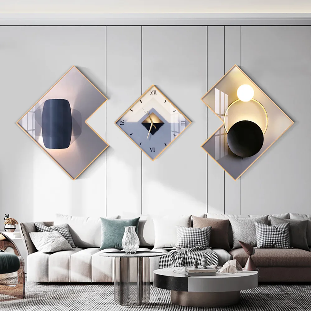 Modern 3-Piece Wall Clock Set – Functional Geometric Art with Gold Frames — image 15