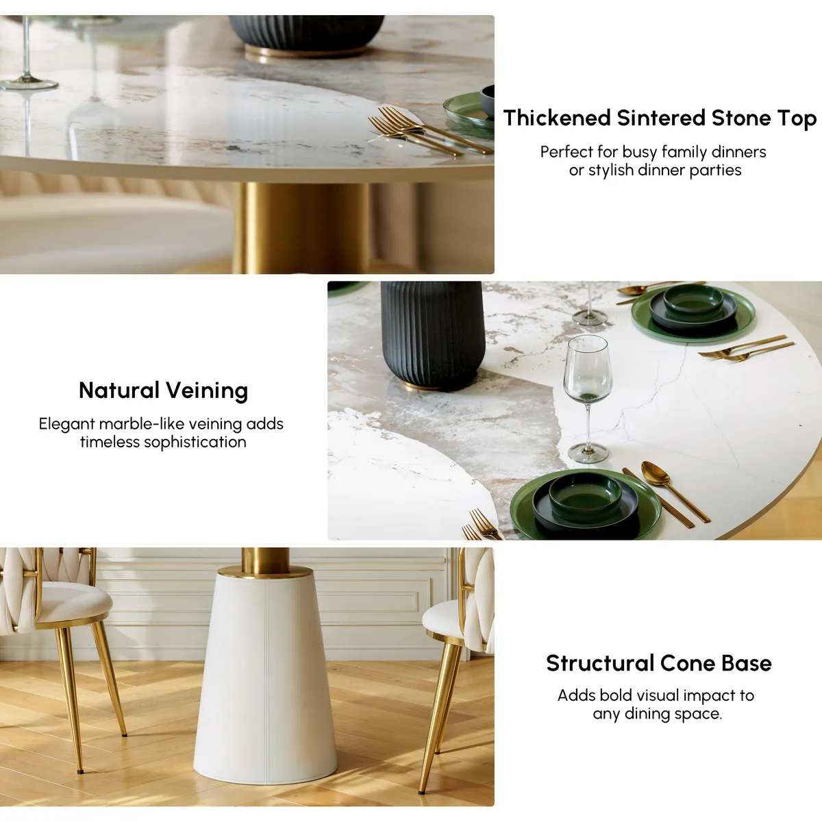 Dining Set 39" Sintered Stone Dining Table with 2 Chairs — image 16