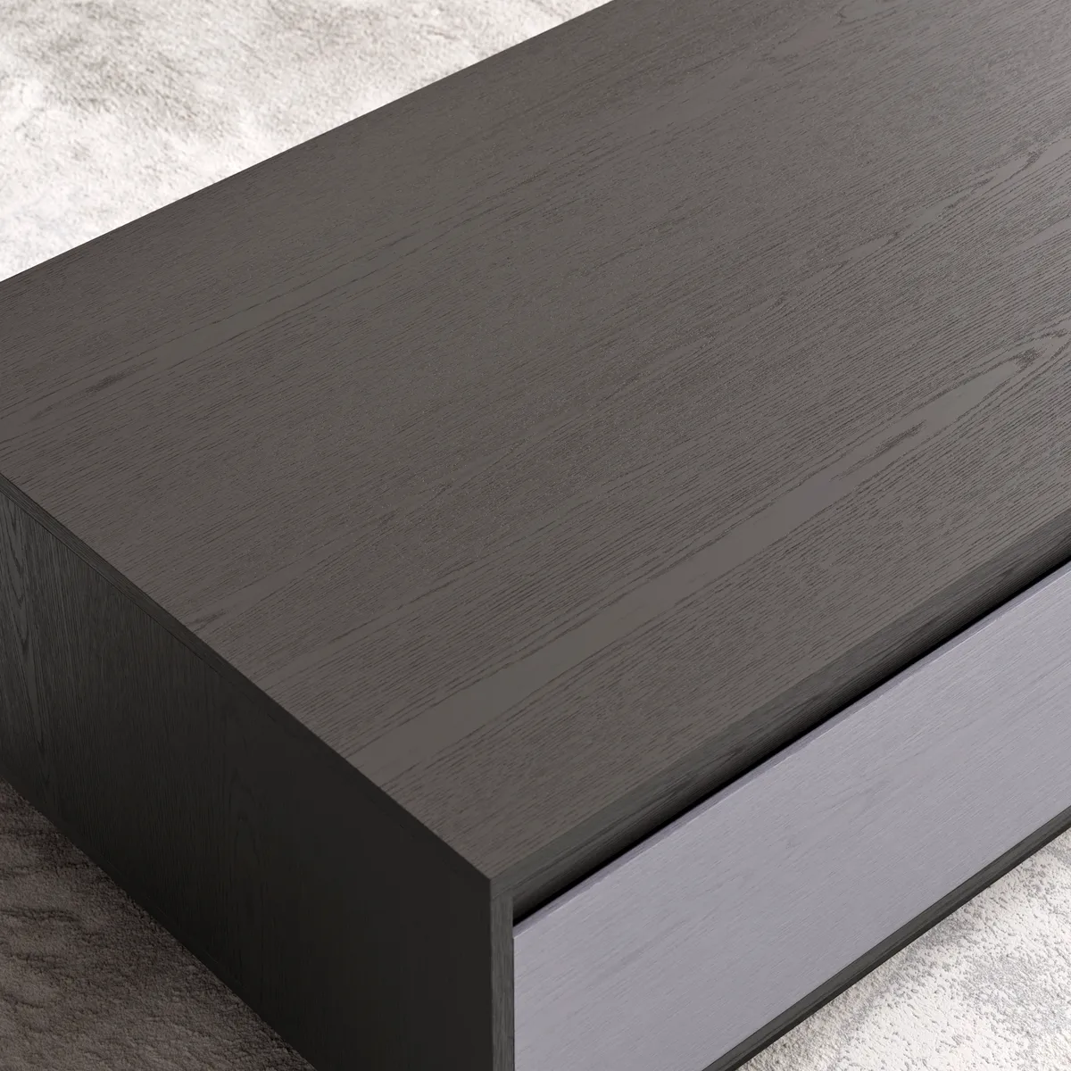 47" Mid Century Modern Gray Coffee Table Rectangular Block Living Room Table with Storage — image 26