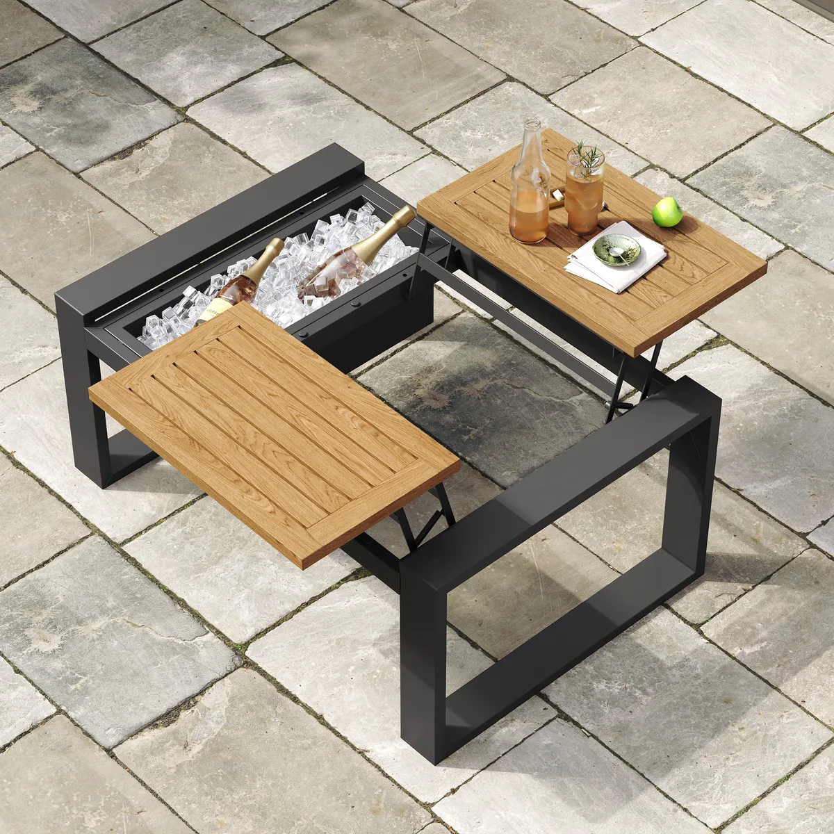 Slatera 4-Piece Modular Outdoor Sofa Set Aluminum & Acacia for 4 Person in Light — image 19